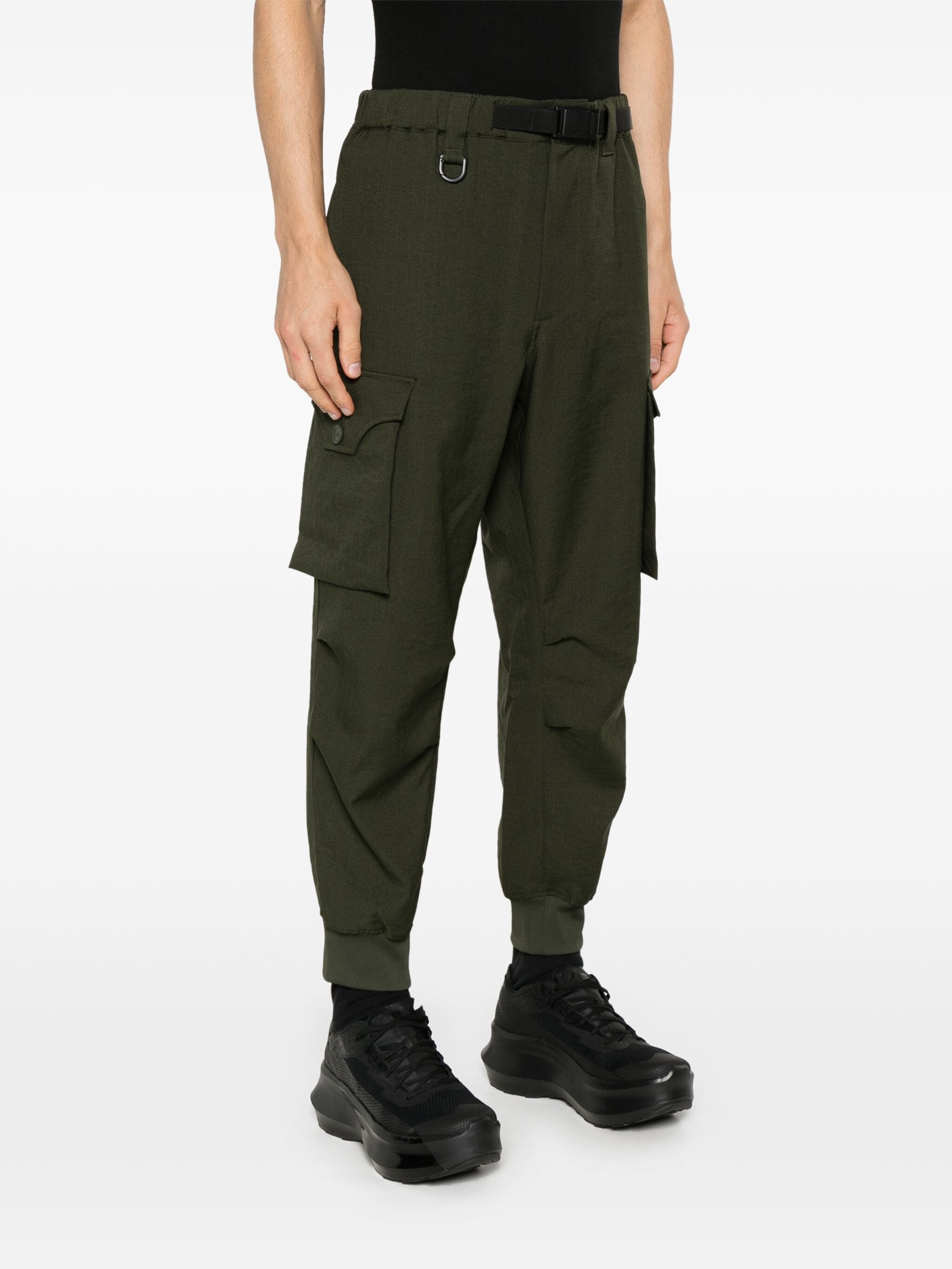 Y-3 LOGO-PRINT TROUSERS