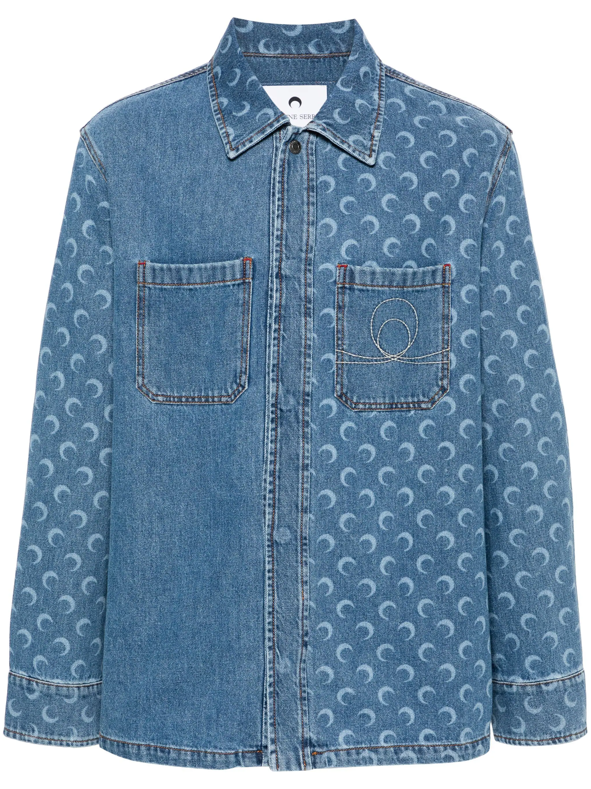 MARINE SERRE LASER-CUT DENIM SHIRT