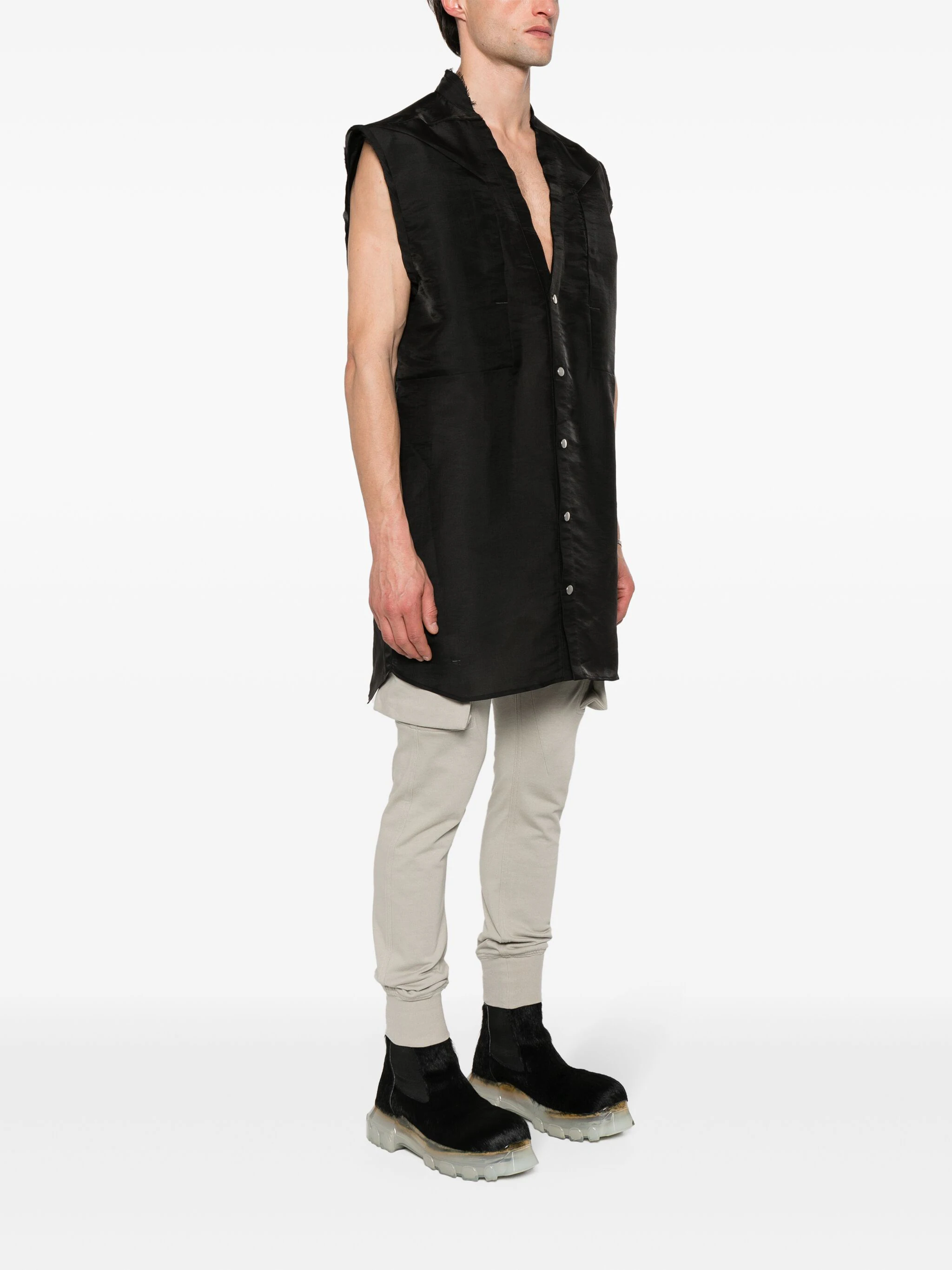 RICK OWENS RAW CUT-DETAILING VEST