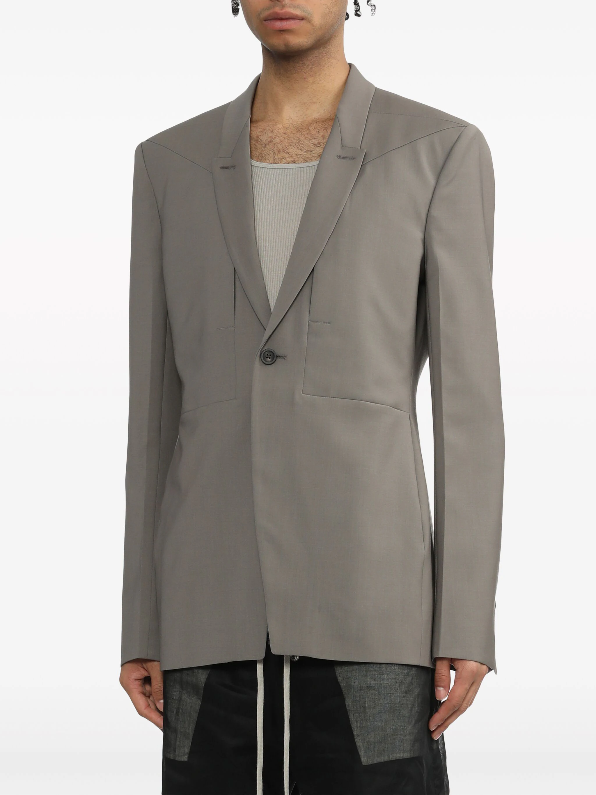 RICK OWENS SINGLE-BREASTED VIRGIN WOOL BLAZER