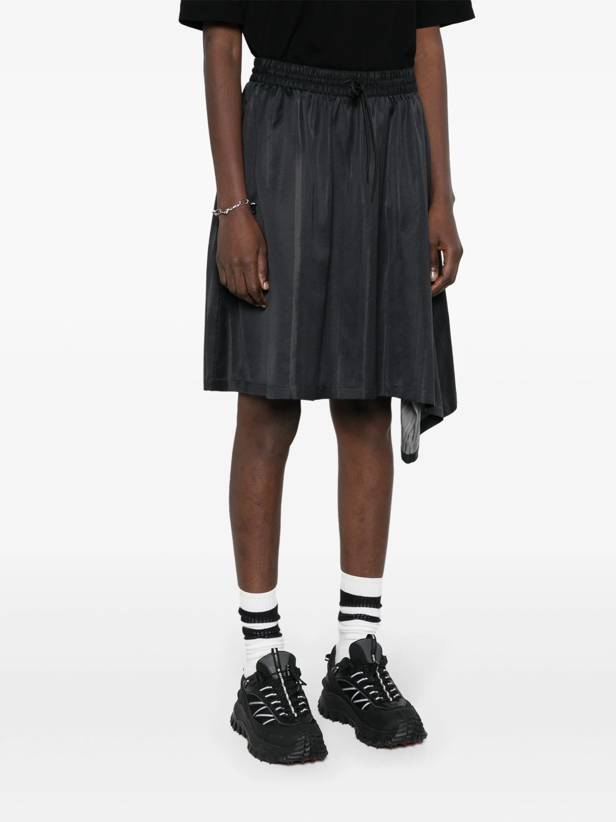 Y-3 LOGO-PRINT STRIPED SKIRT