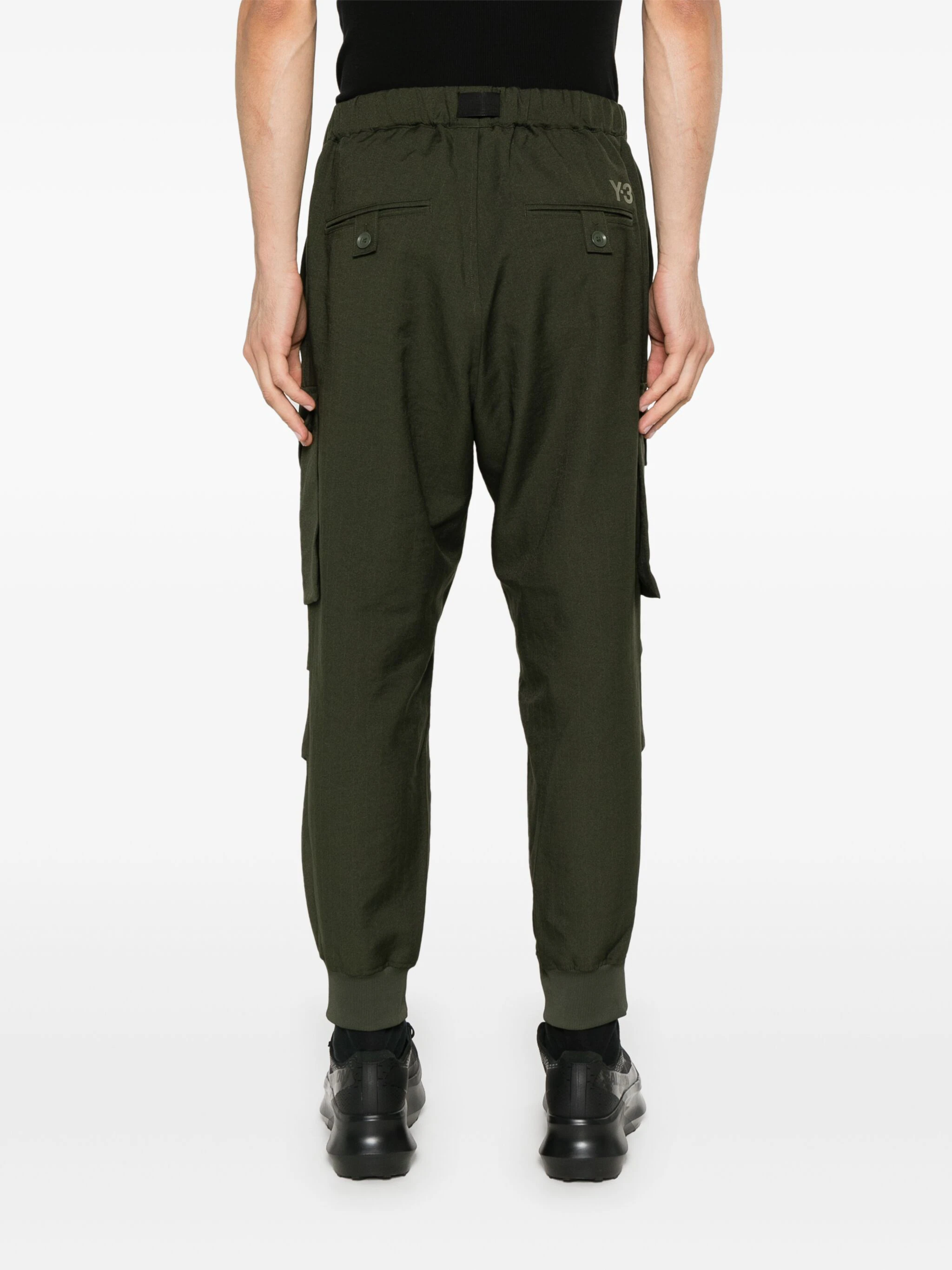 Y-3 LOGO-PRINT TROUSERS