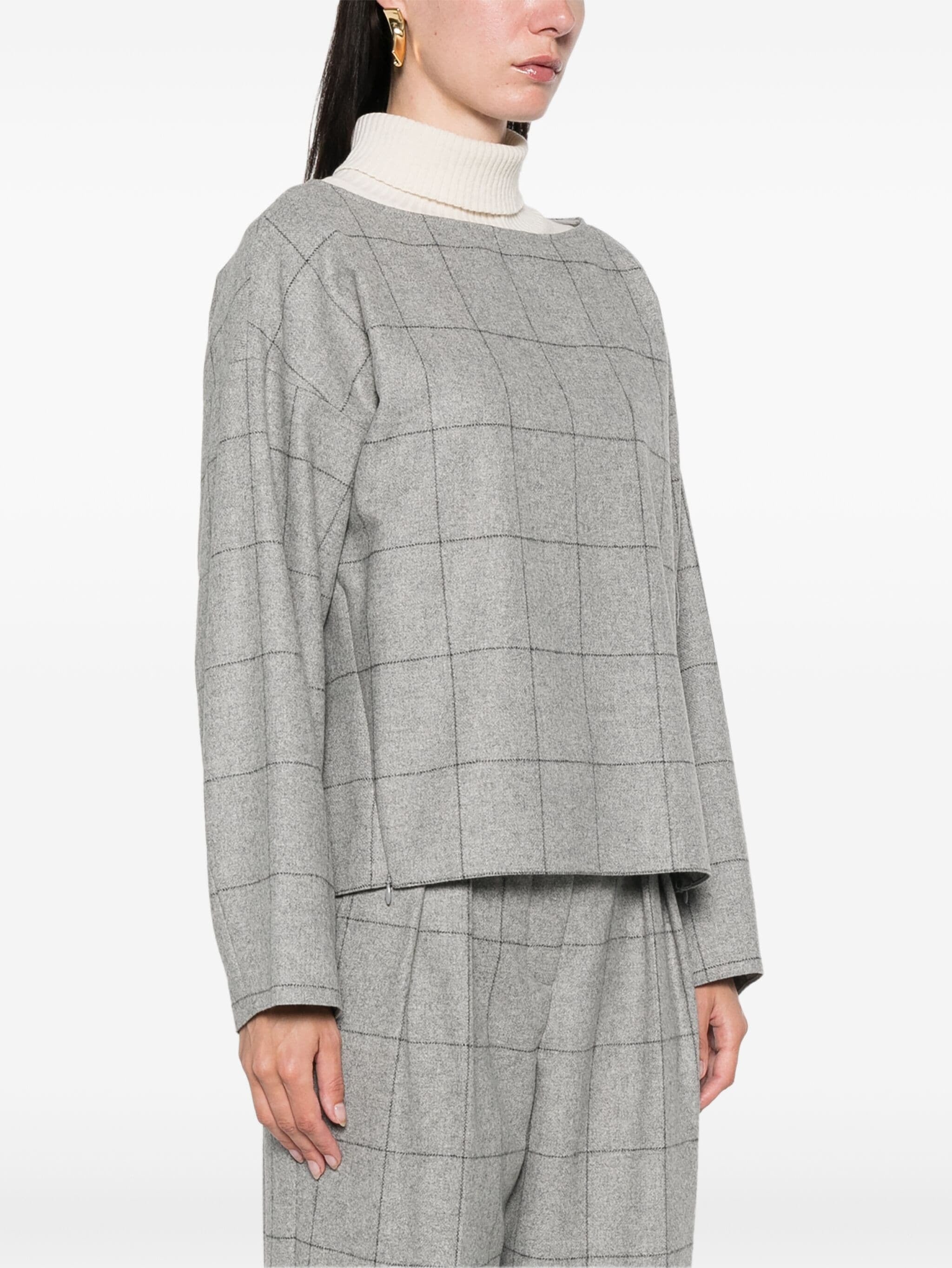 EMPORIO ARMANI CHECKED BOAT-NECK SWEATER