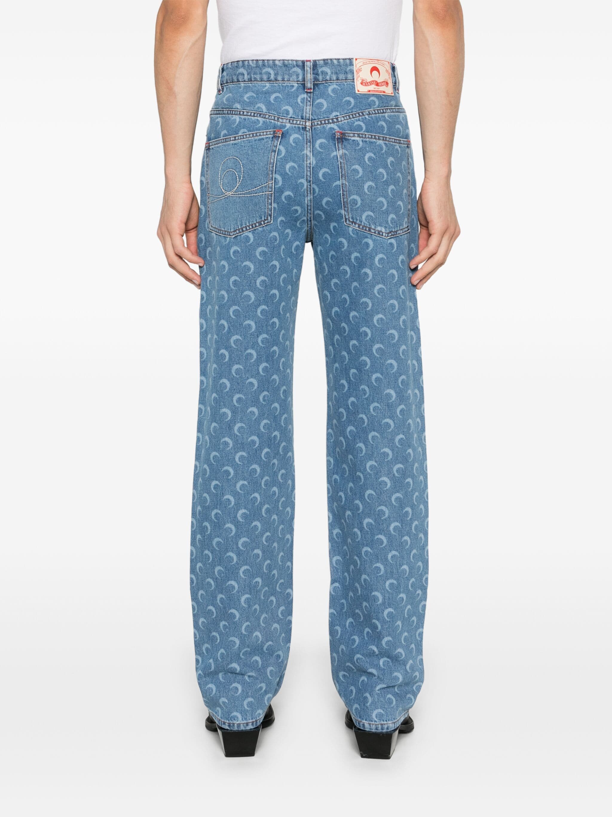 MARINE SERRE CRESCENT MOON-PRINT JEANS