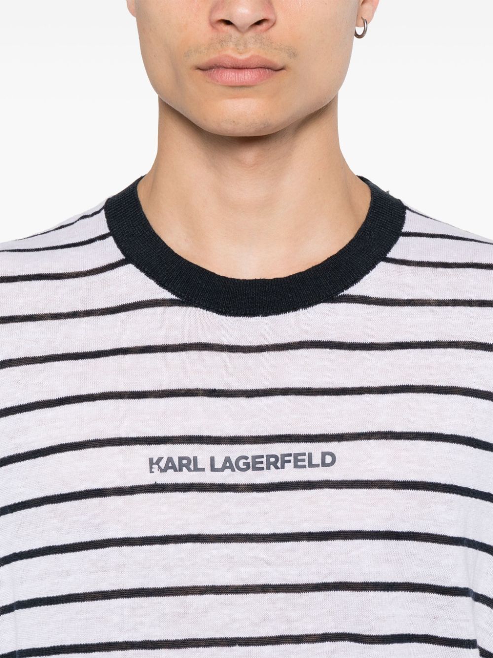 KARL LAGERFELD STRIPED KNITTED T-SHIRT