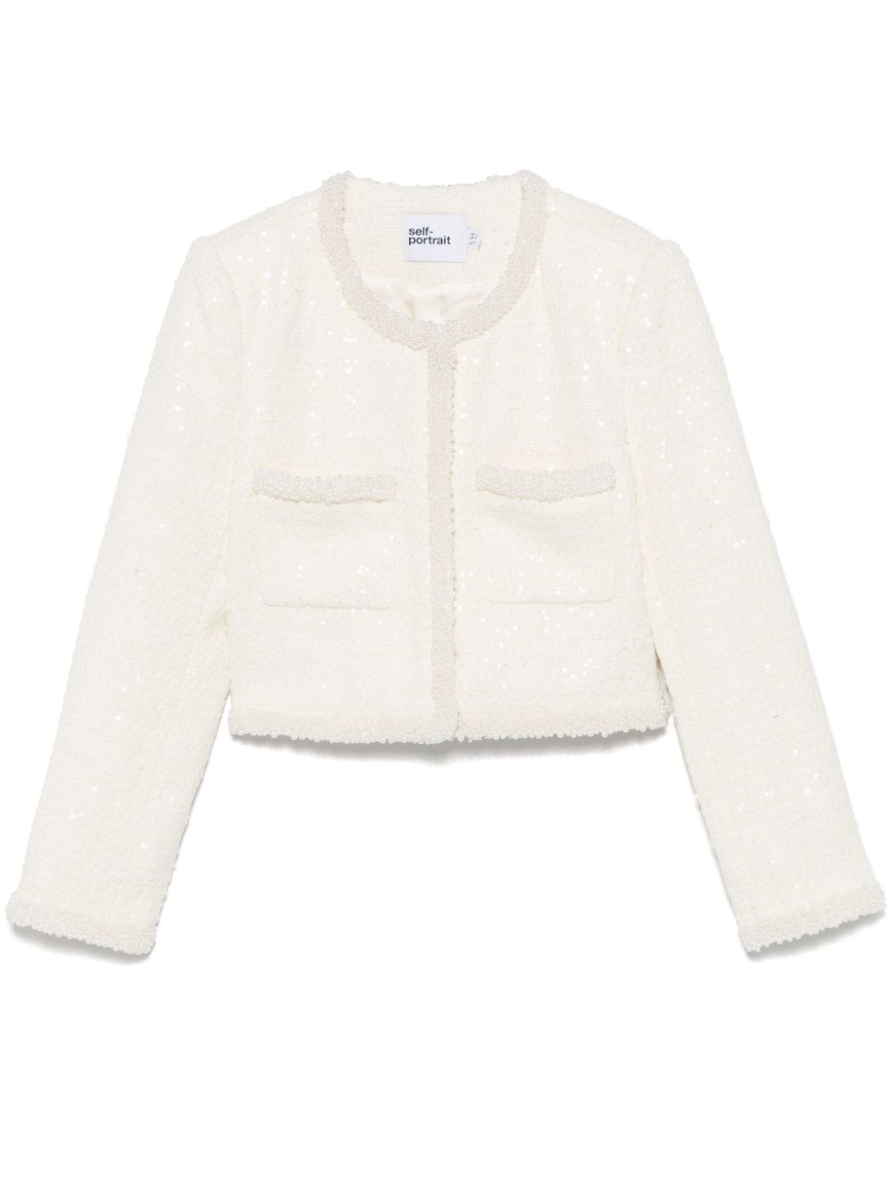 SELF-PORTRAIT FAUX PEARL TRIM JACKET