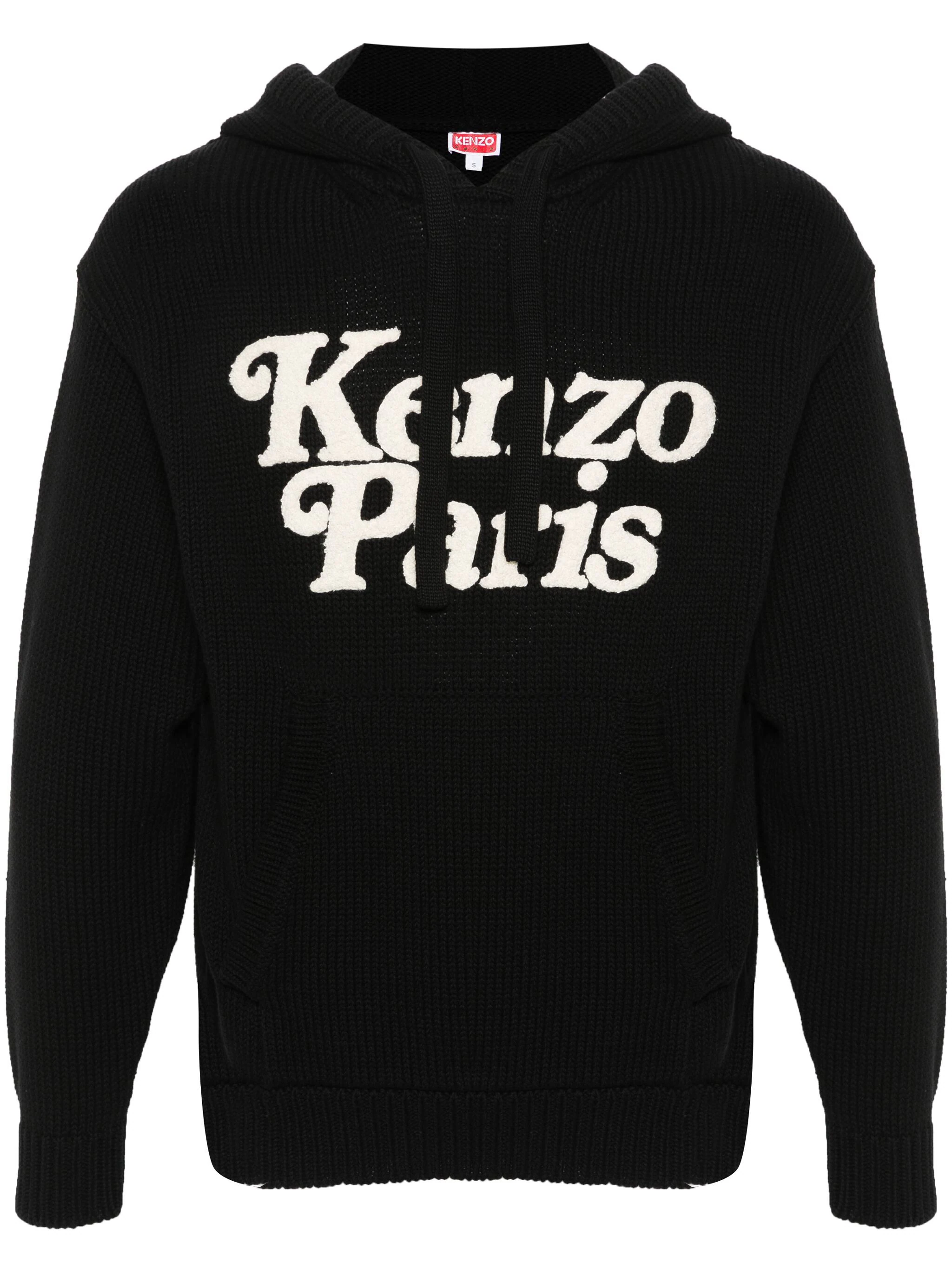 KENZO CHUNKY-KNIT COTTON HOODIE