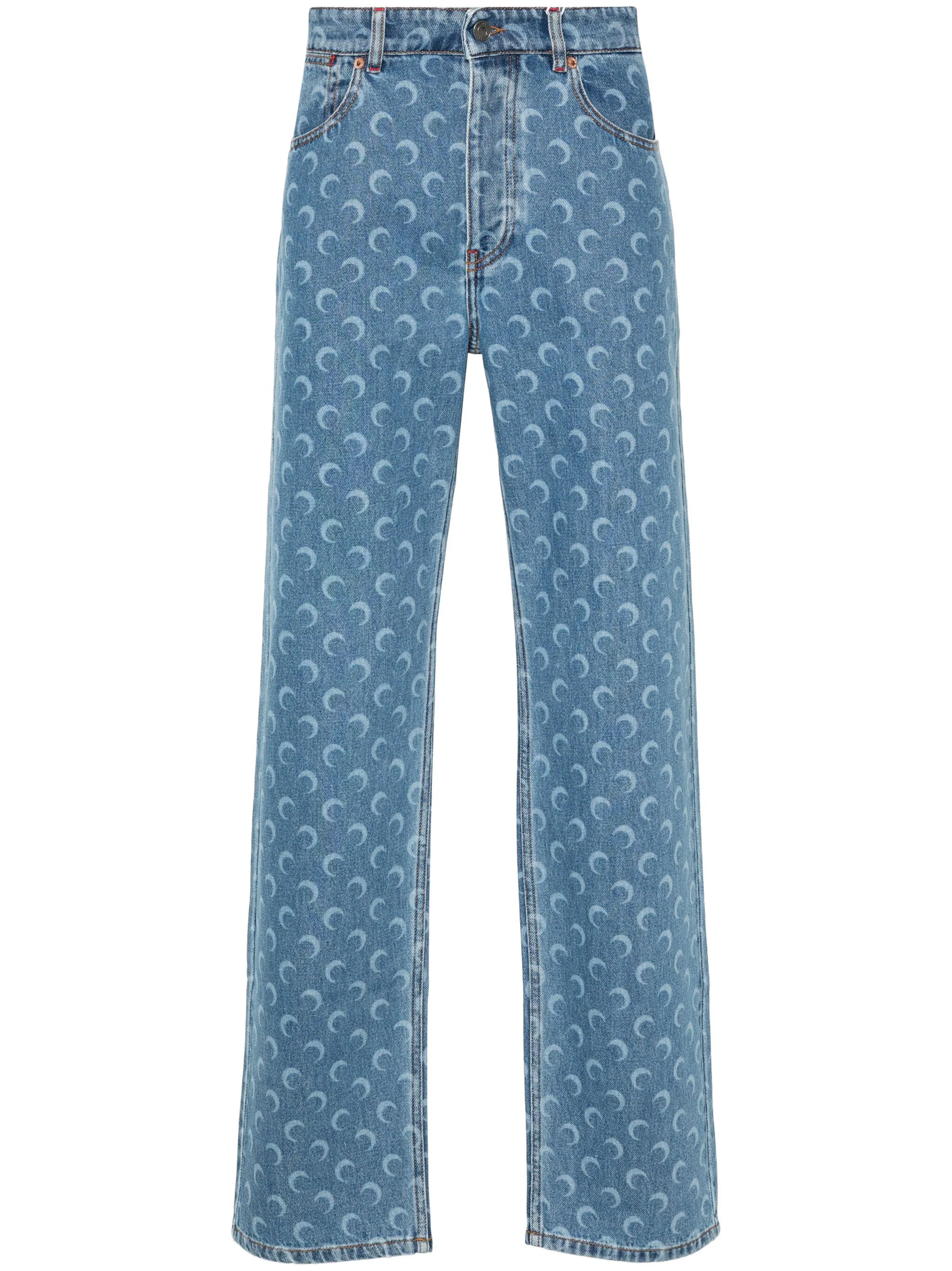 MARINE SERRE CRESCENT MOON-PRINT JEANS