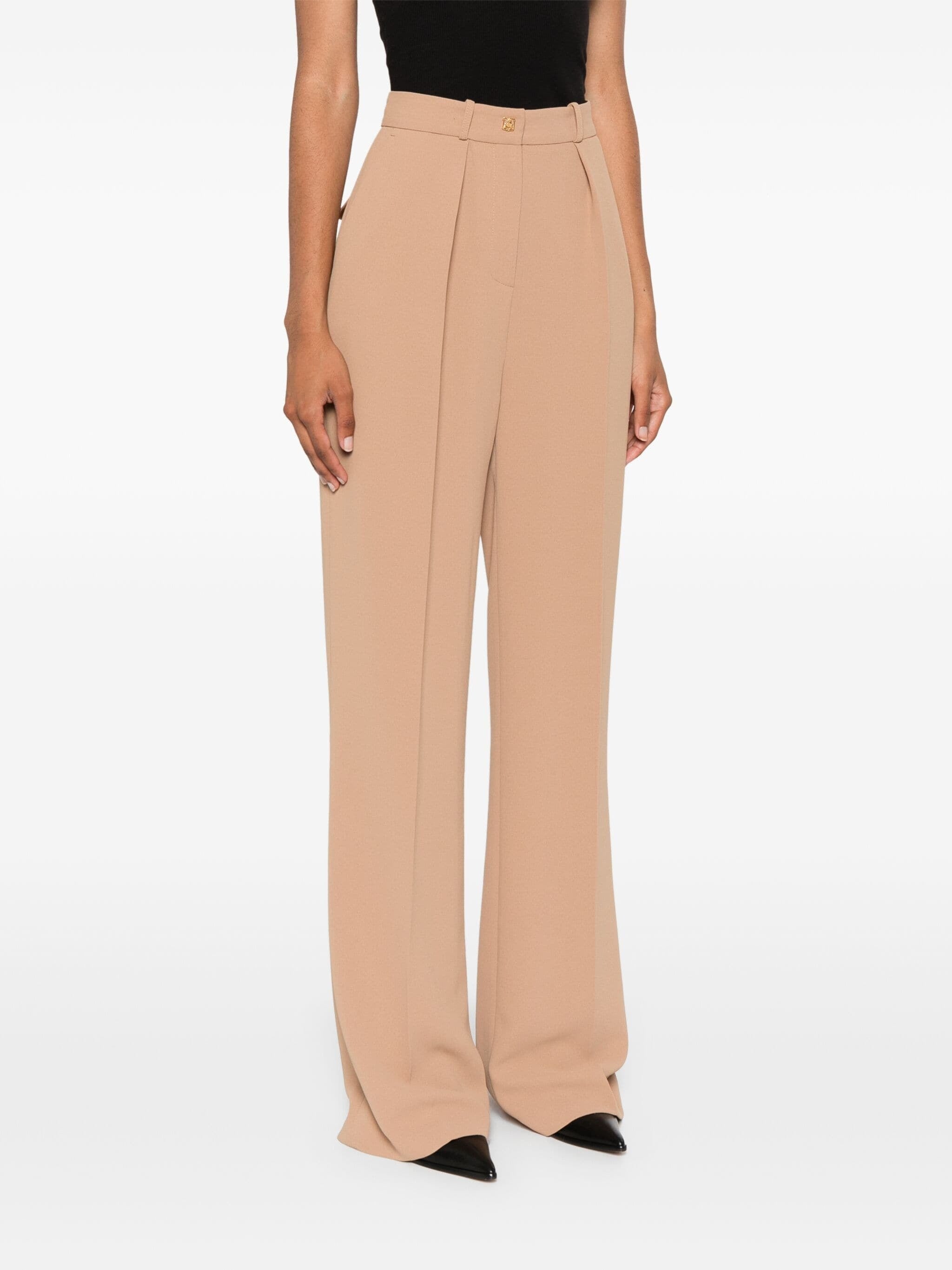 ELISABETTA FRANCHI EMBLEM CREPE STRAIGHT TROUSERS