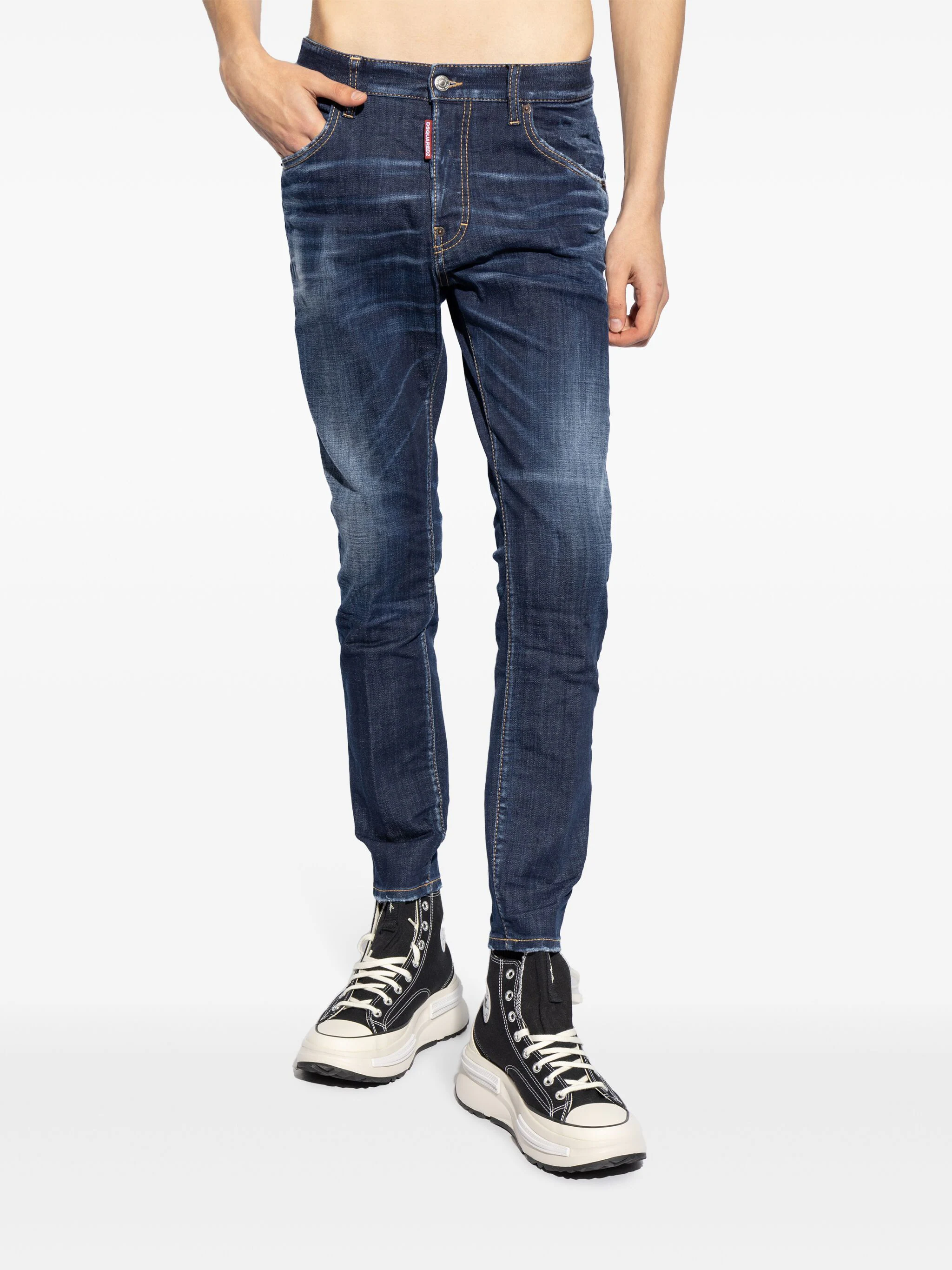 DSQUARED2 LOGO-PATCH COTTON JEANS