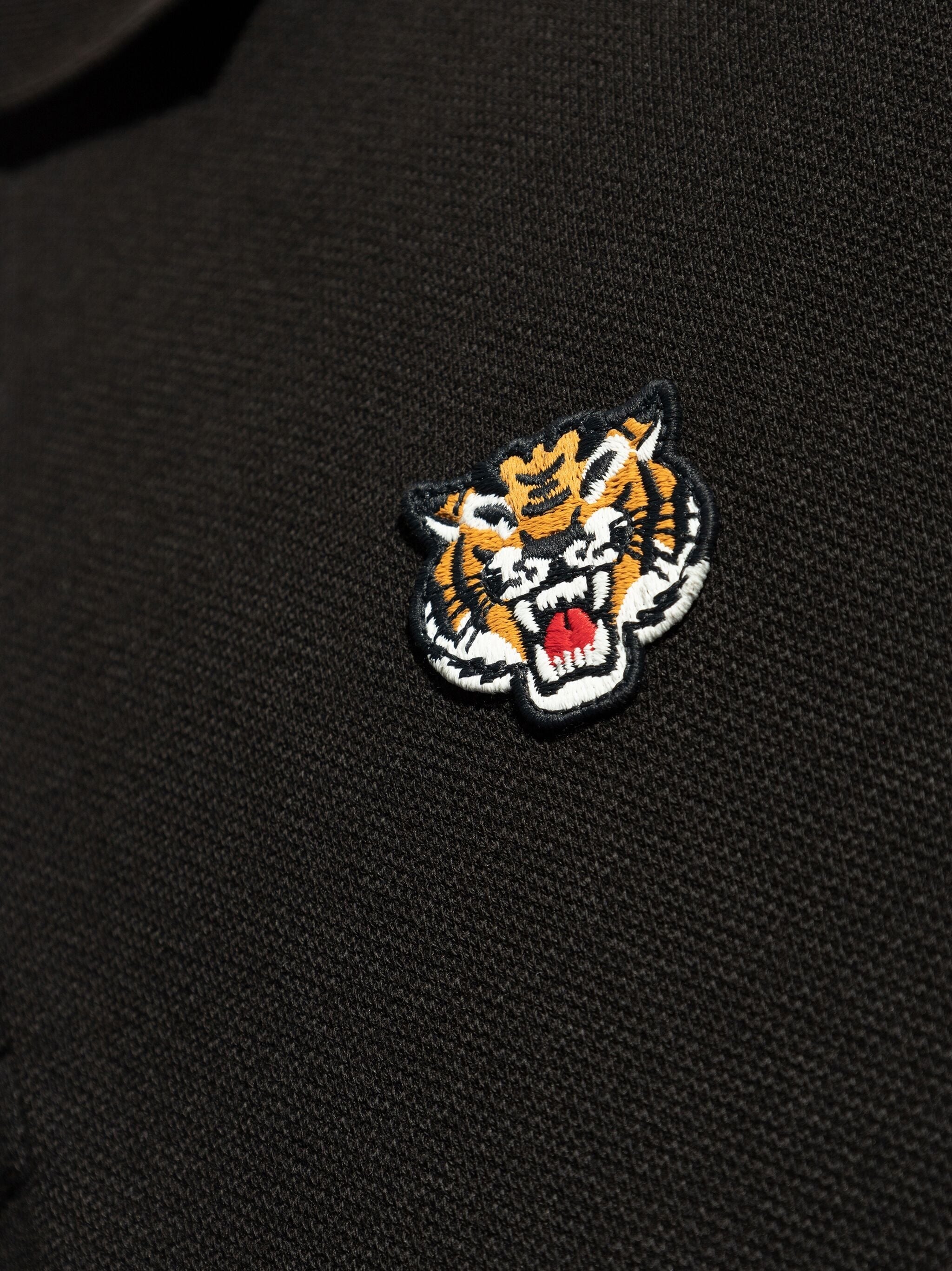 KENZO TIGER-EMBROIDERED COTTON POLO SHIRT