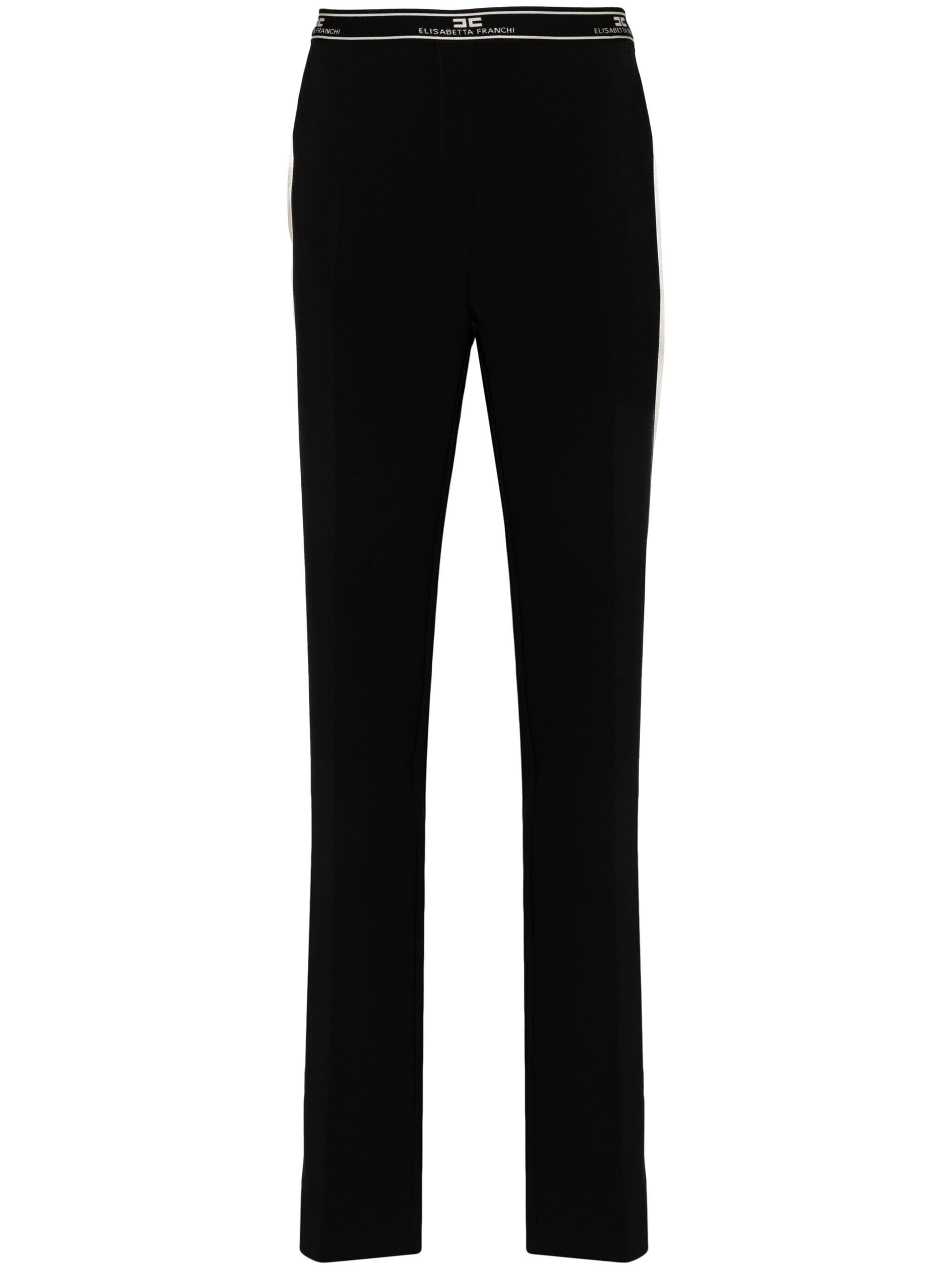 ELISABETTA FRANCHI SIDE-BAND CREPE STRAIGHT TROUSERS