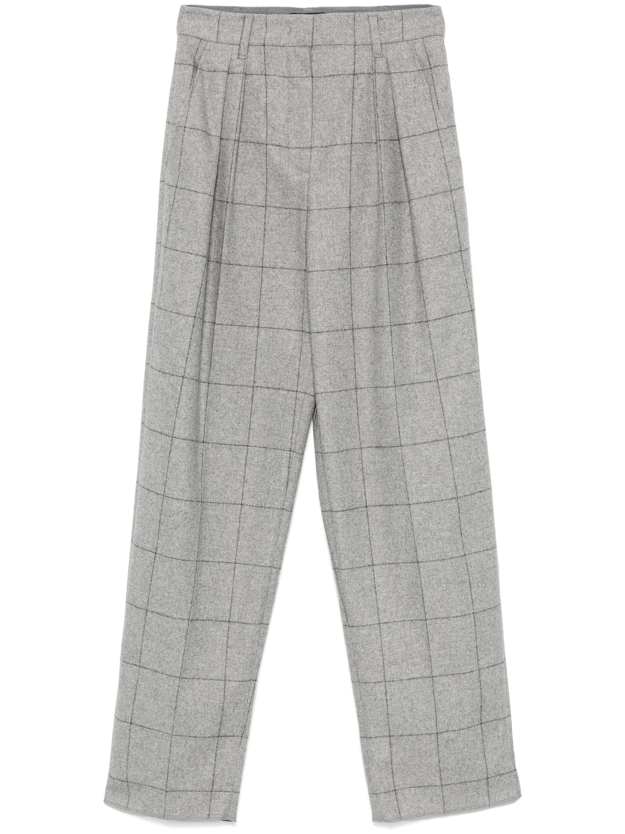 EMPORIO ARMANI CHECKED PLEATED TROUSERS