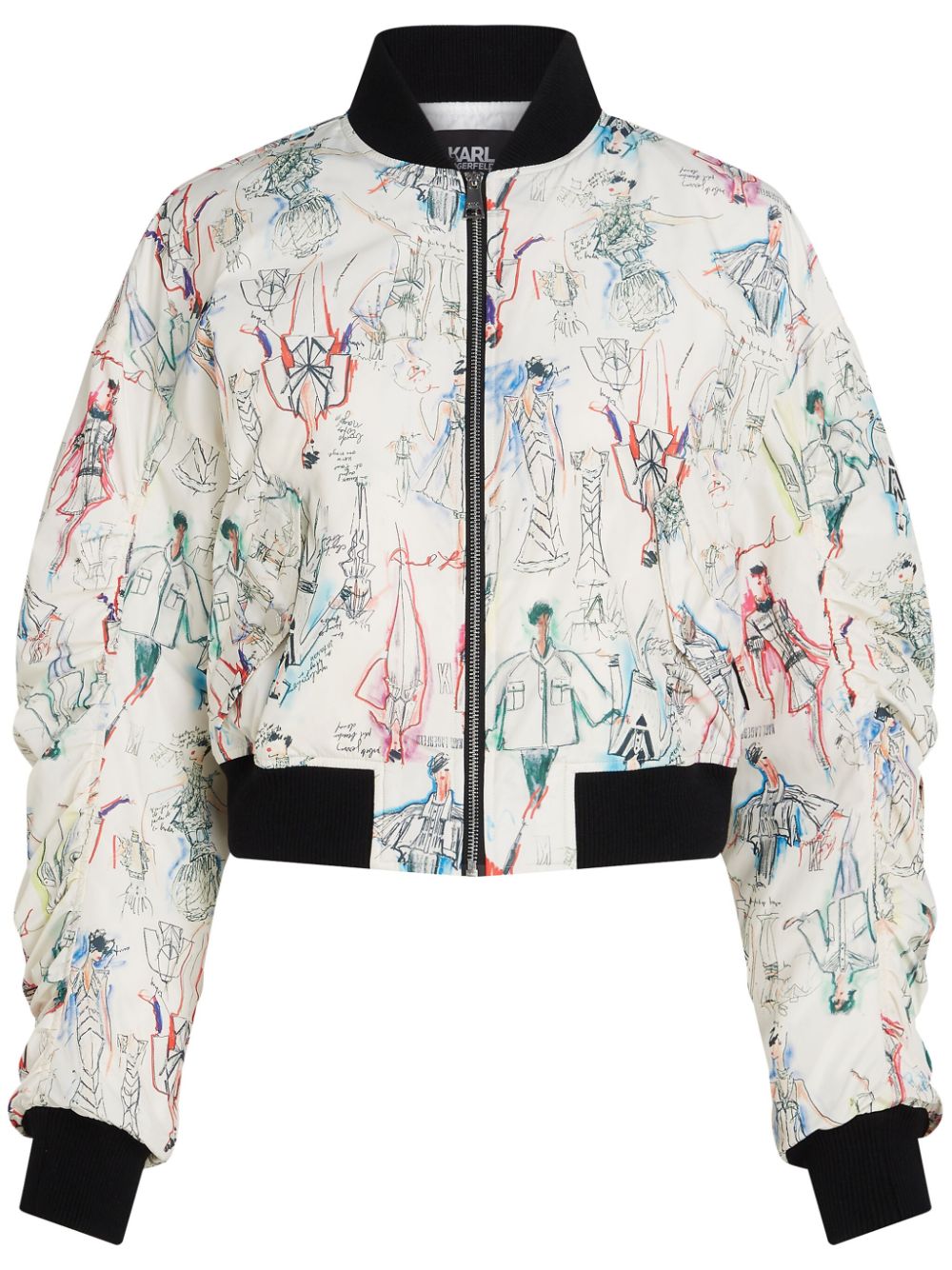 KARL LAGERFELD ARCHIVE SKETCH PADDED BOMBER JACKET