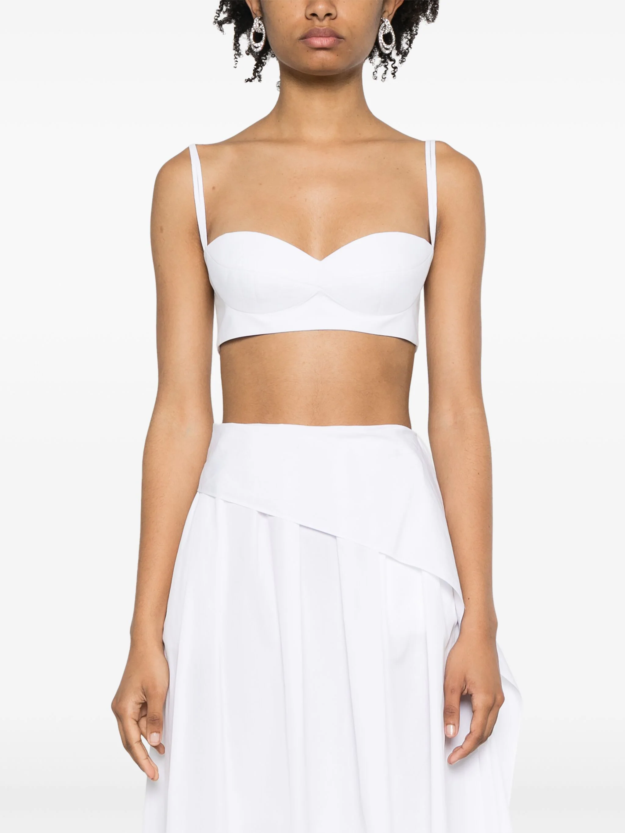 MAGDA BUTRYM ROSE APPLIQUÉ CROPPED TOP