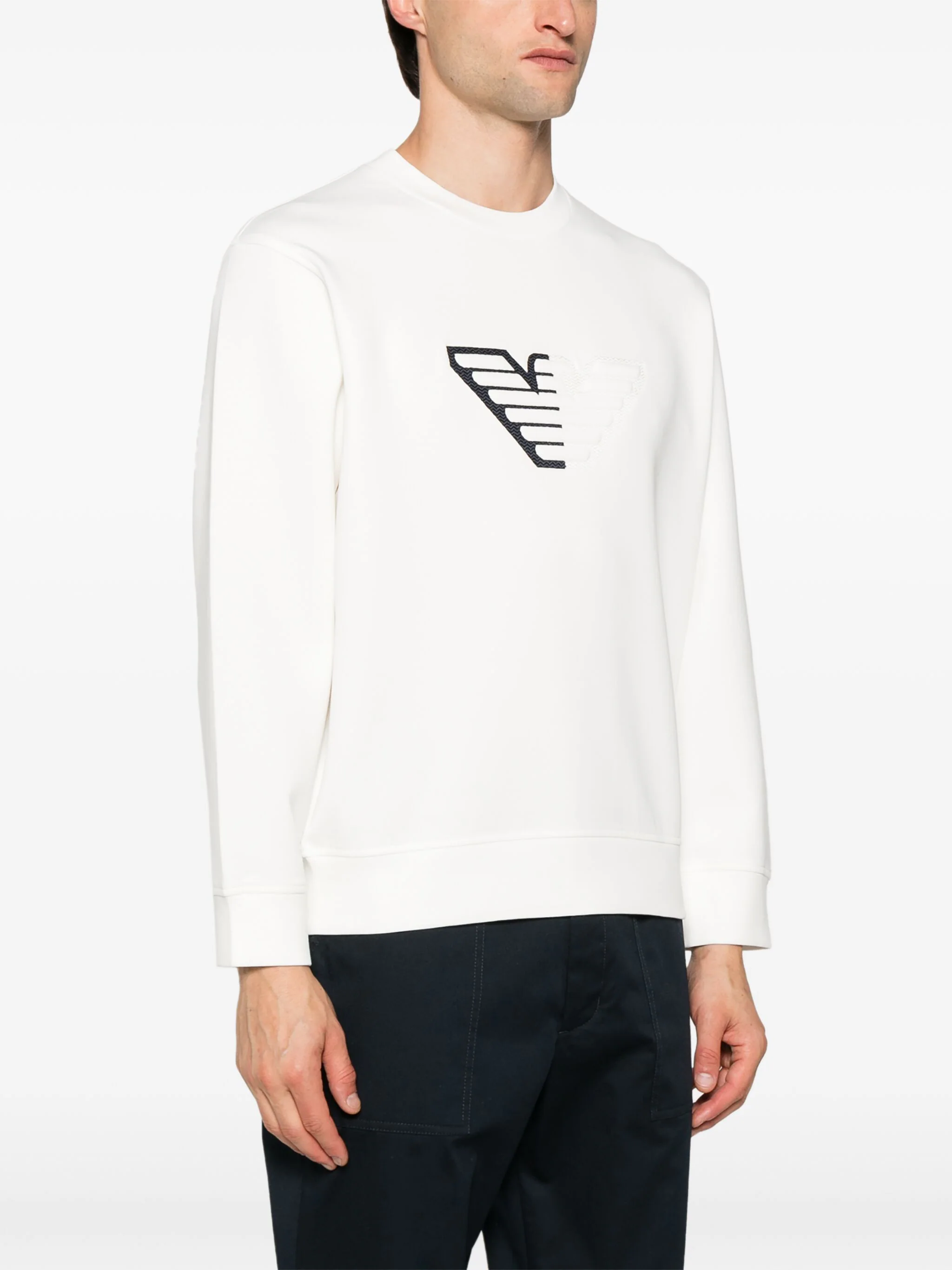 EMPORIO ARMANI LOGO-EMBOSSED JERSEY SWEATSHIRT