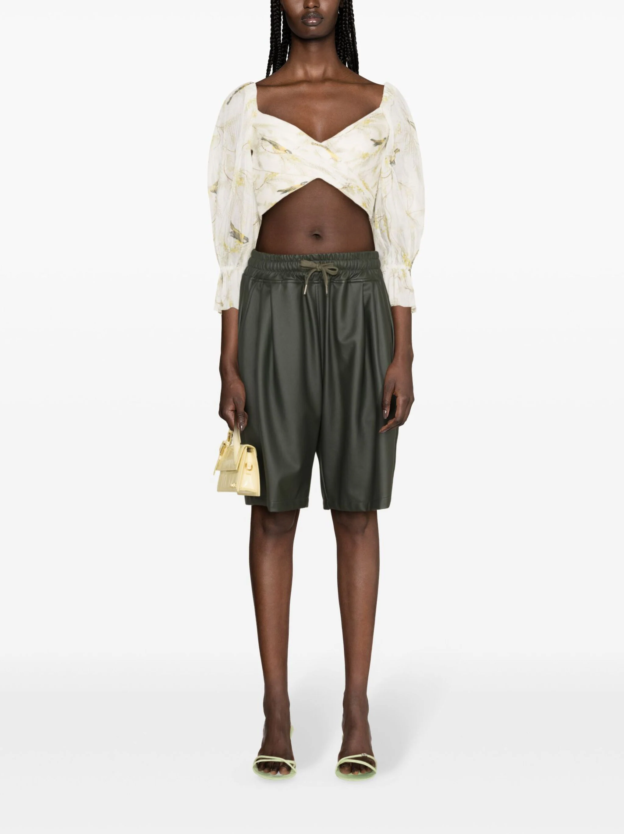 ZIMMERMANN ACACIA BIRDS-PRINT CROPPED BLOUSE