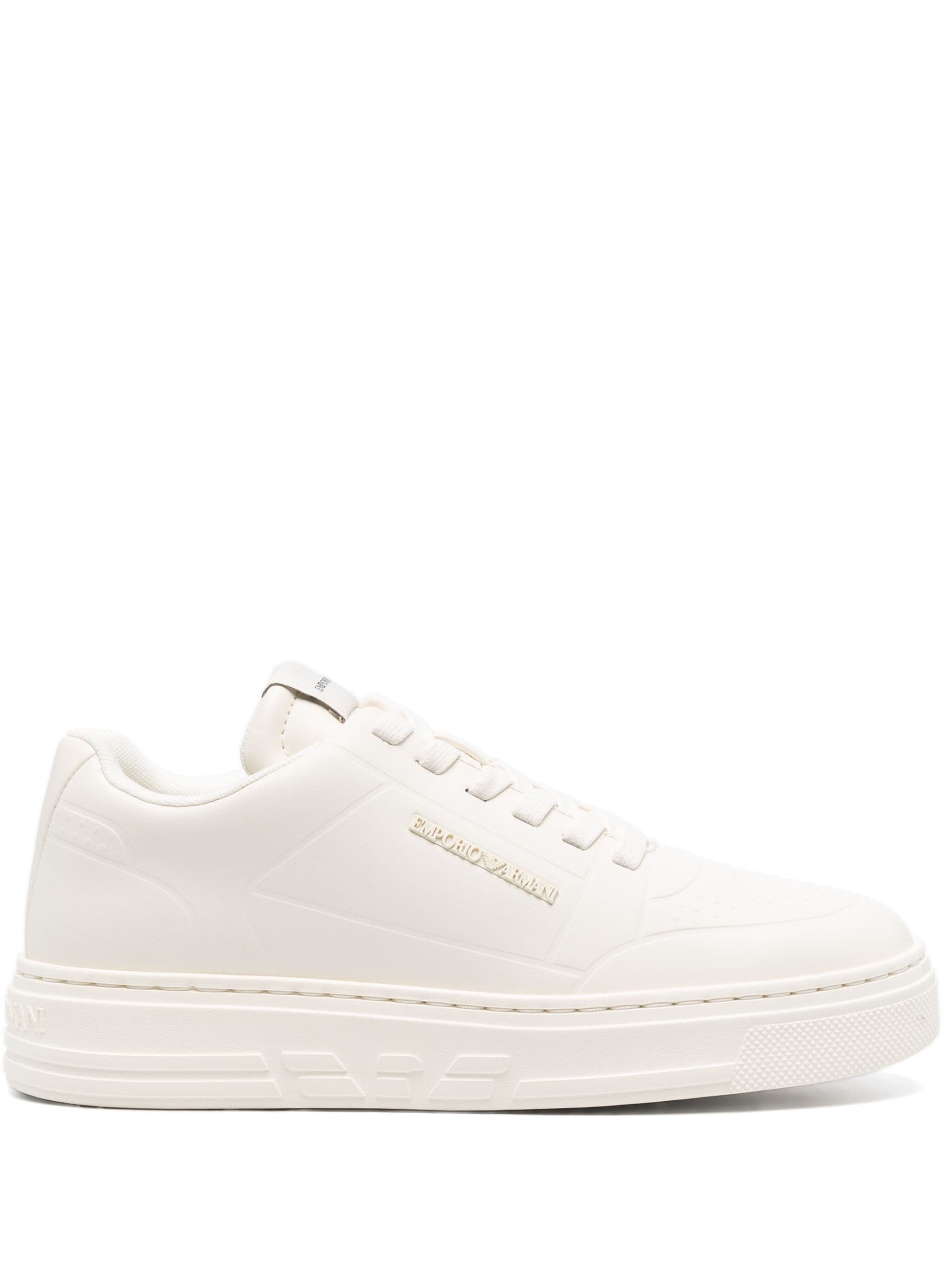 EMPORIO ARMANI THERMOFORMED-DETAIL LEATHER SNEAKERS