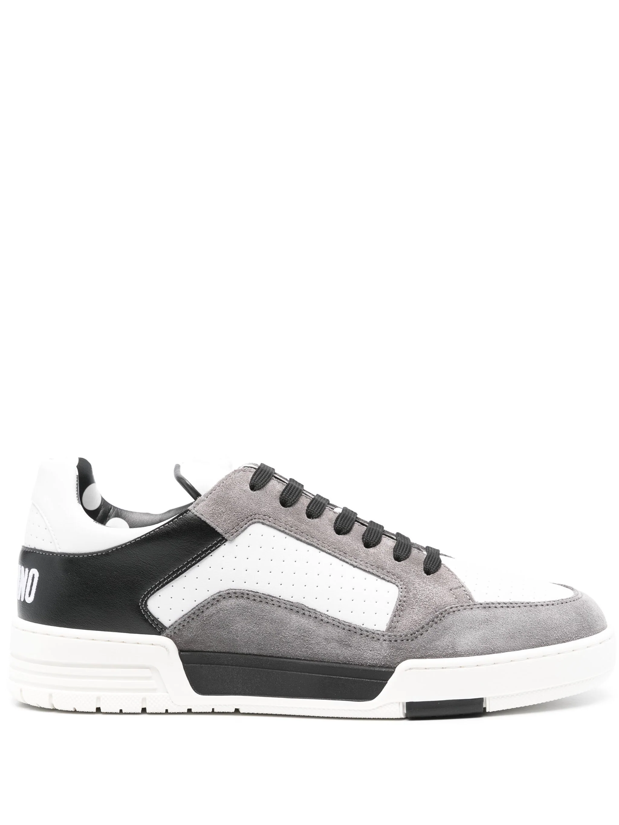 MOSCHINO PANELLED LEATHER SNEAKERS