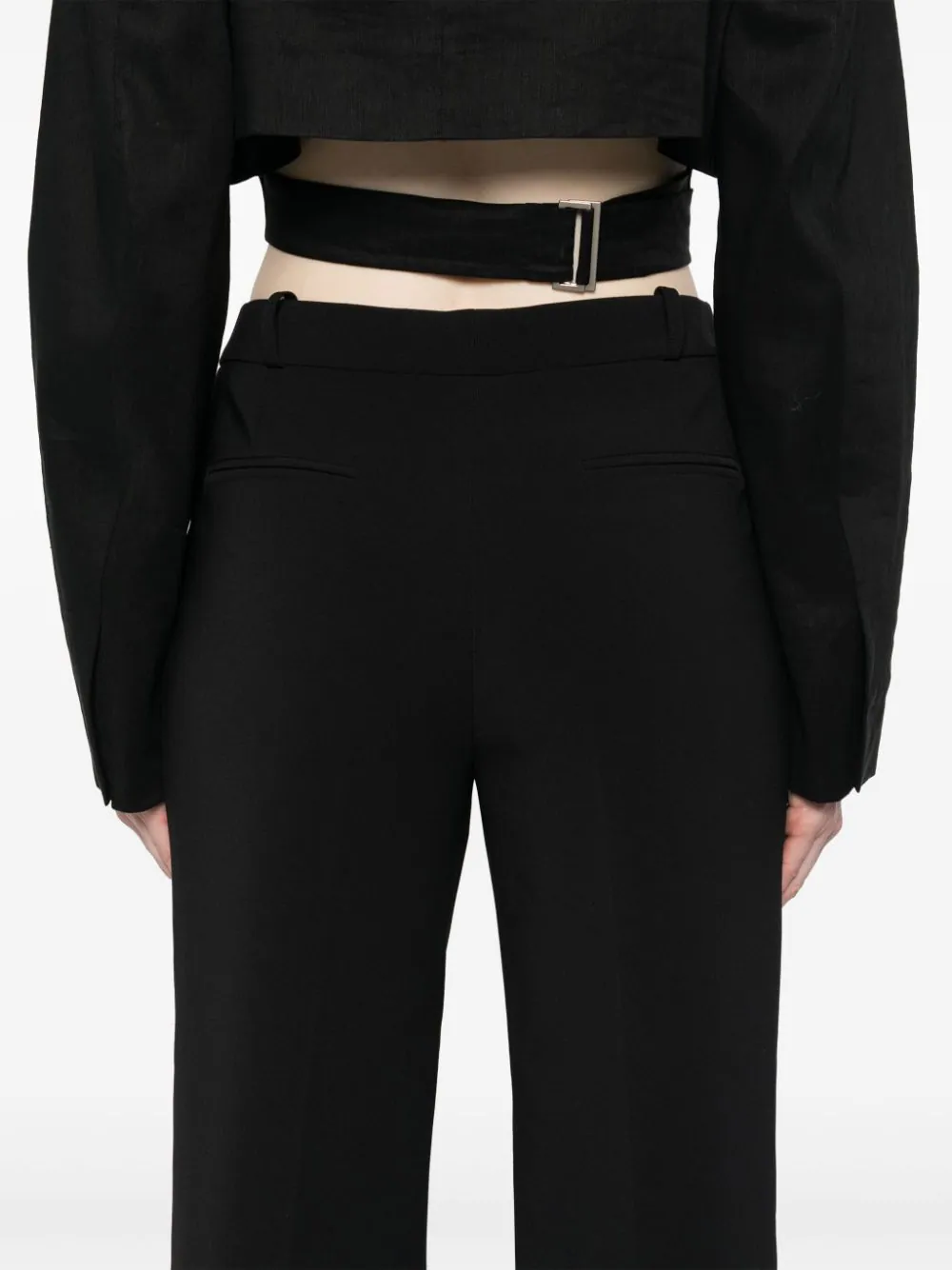 ELISABETTA FRANCHI CREPE STRAIGHT-LEG TROUSERS