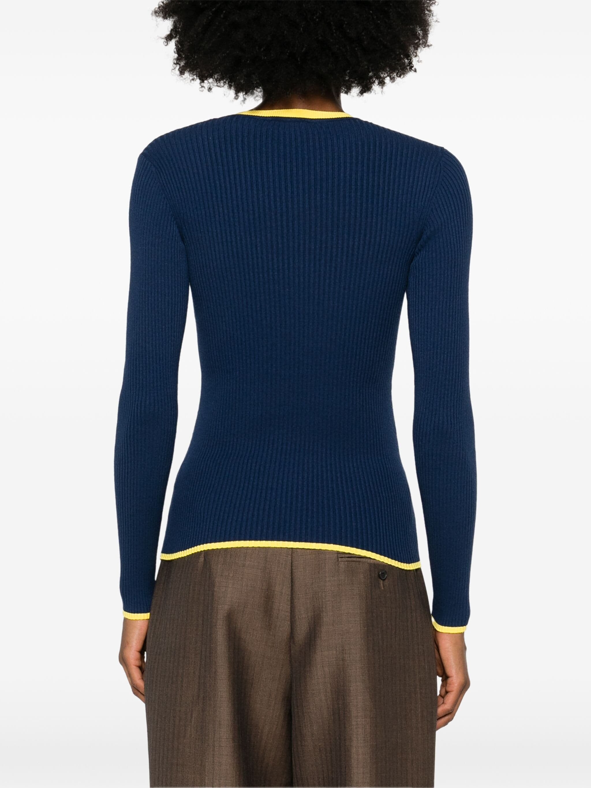 ELISABETTA FRANCHI LOGO-INTARSIA KNIT SWEATER