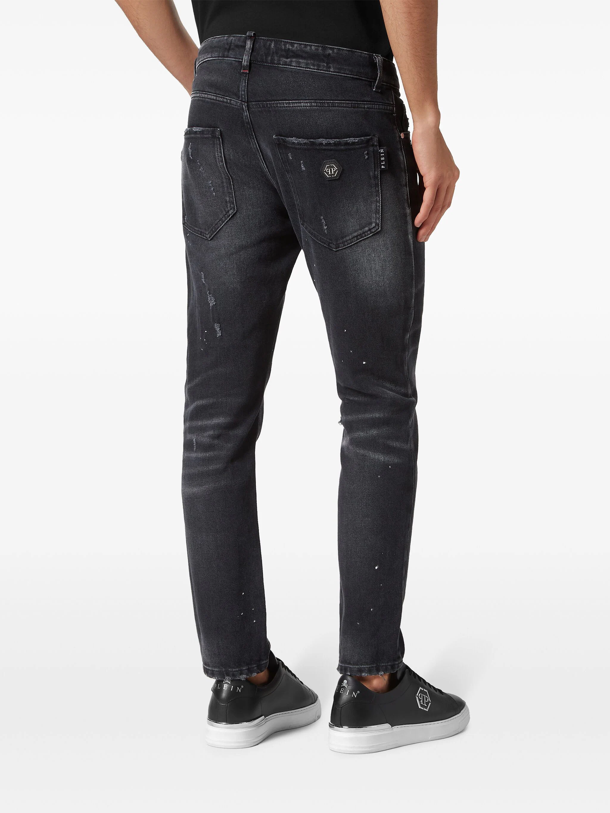 PHILIPP PLEIN PAINT-SPLATTER SKINNY-CUT JEANS