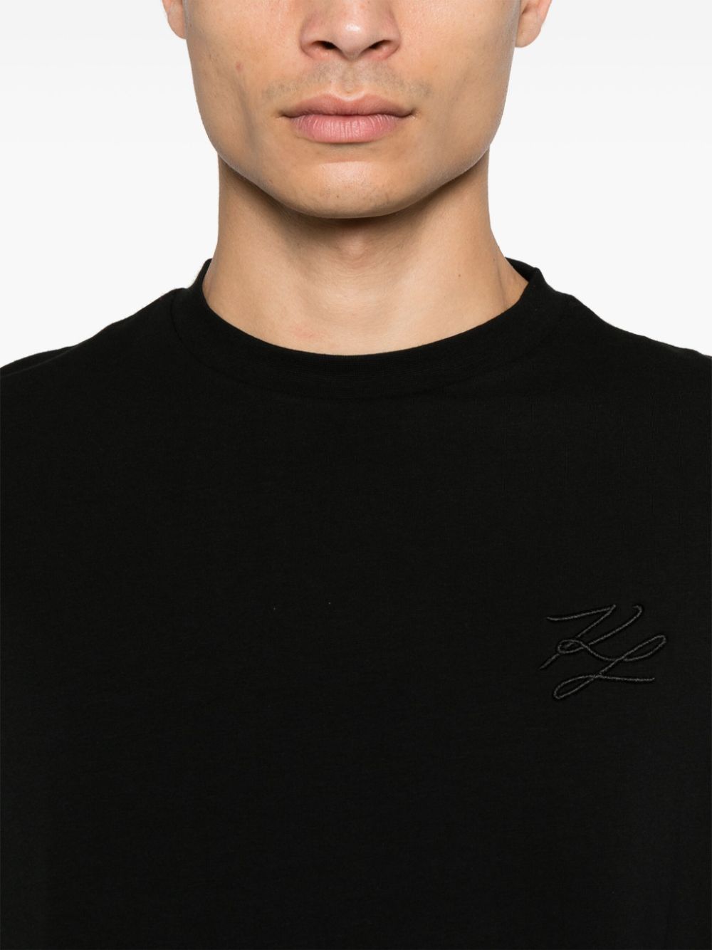 KARL LAGERFELD LOGO-EMBROIDERED T-SHIRT