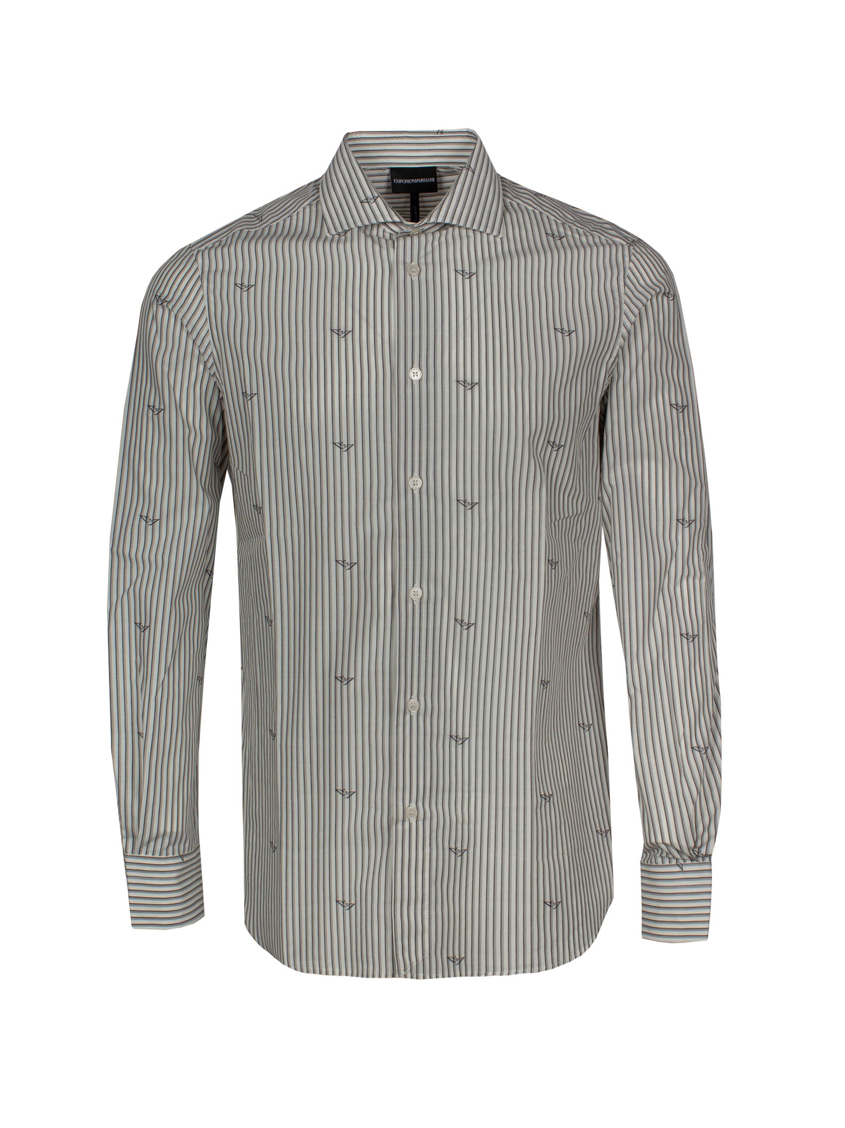 EMPORIO ARMANI LOGO-PRINT STRIPED SHIRT