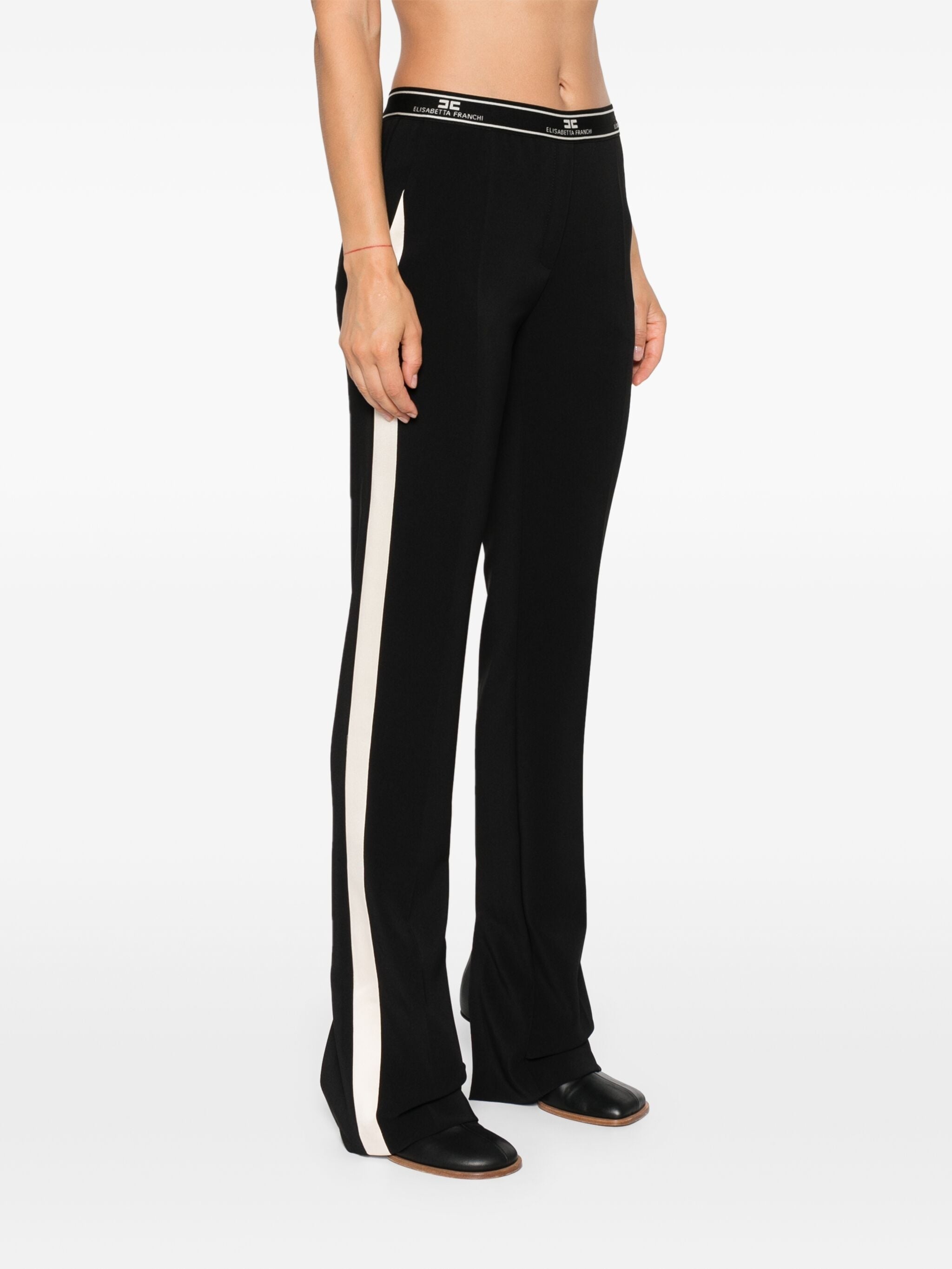 ELISABETTA FRANCHI SIDE-BAND CREPE STRAIGHT TROUSERS