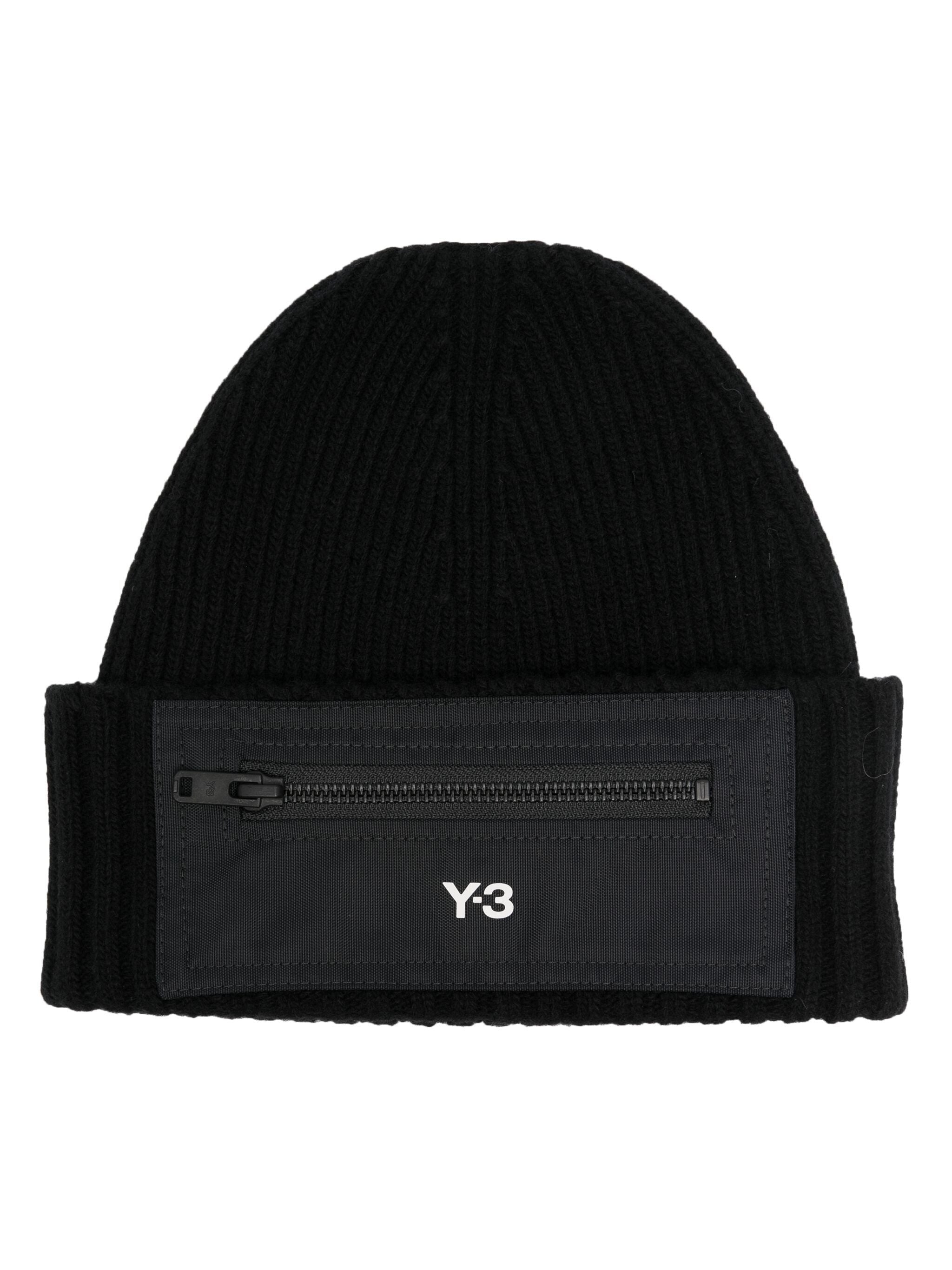 Y-3 LOGO-PRINT WOOL BEANIE