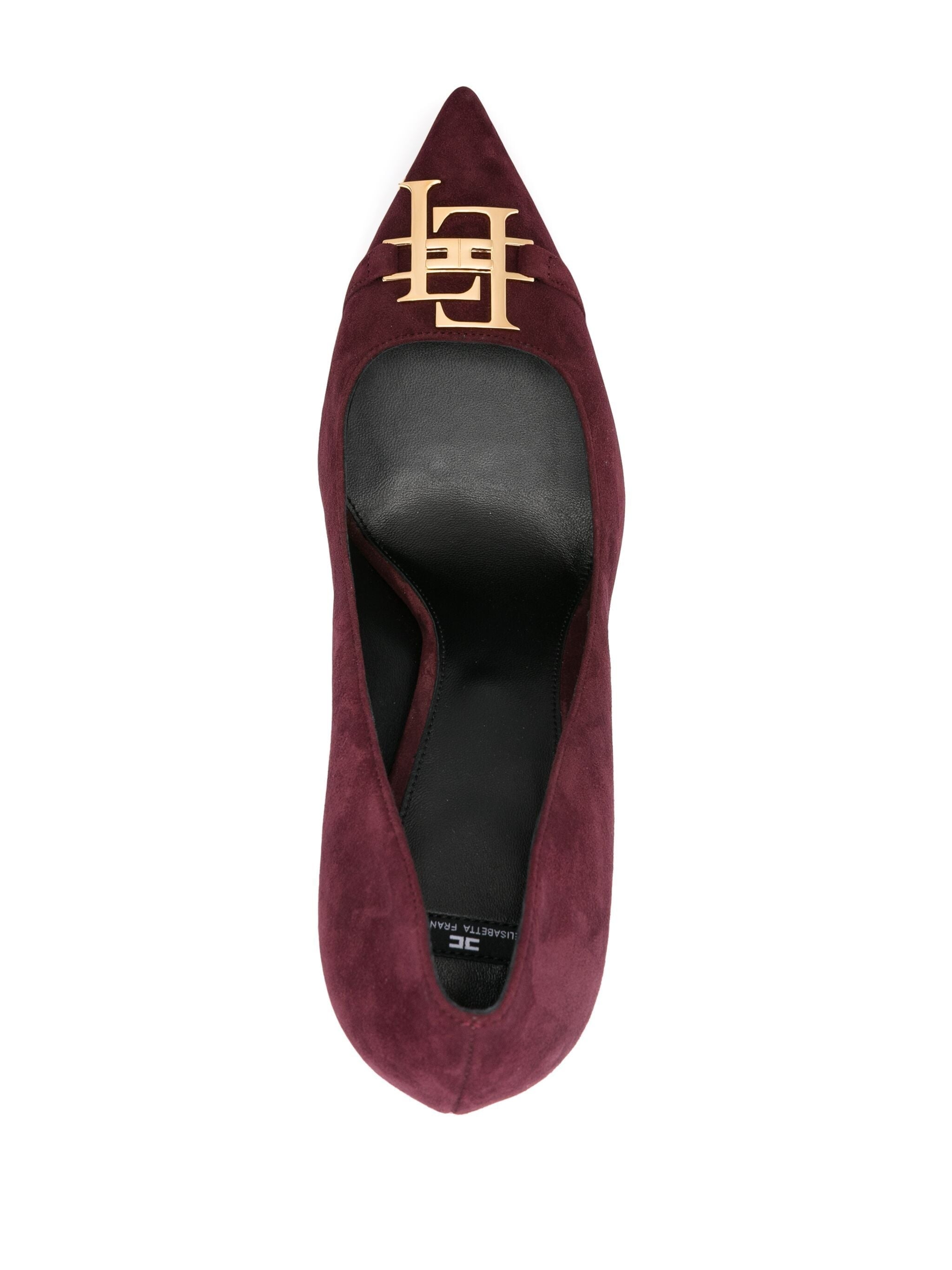 ELISABETTA FRANCHI 105MM LOGO-PLAQUE SUEDE PUMPS