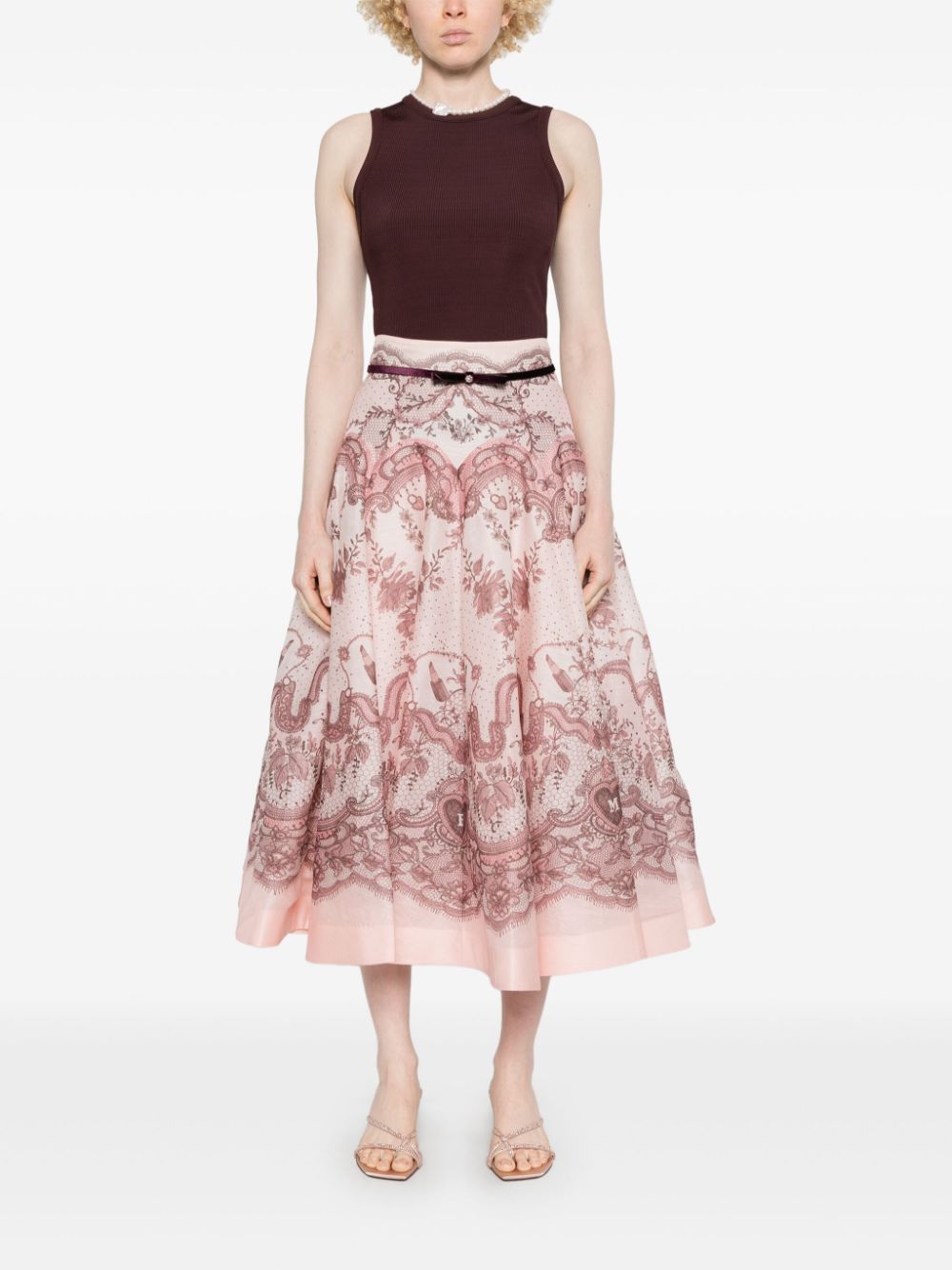 ZIMMERMANN CRUSH FLARED MIDI SKIRT