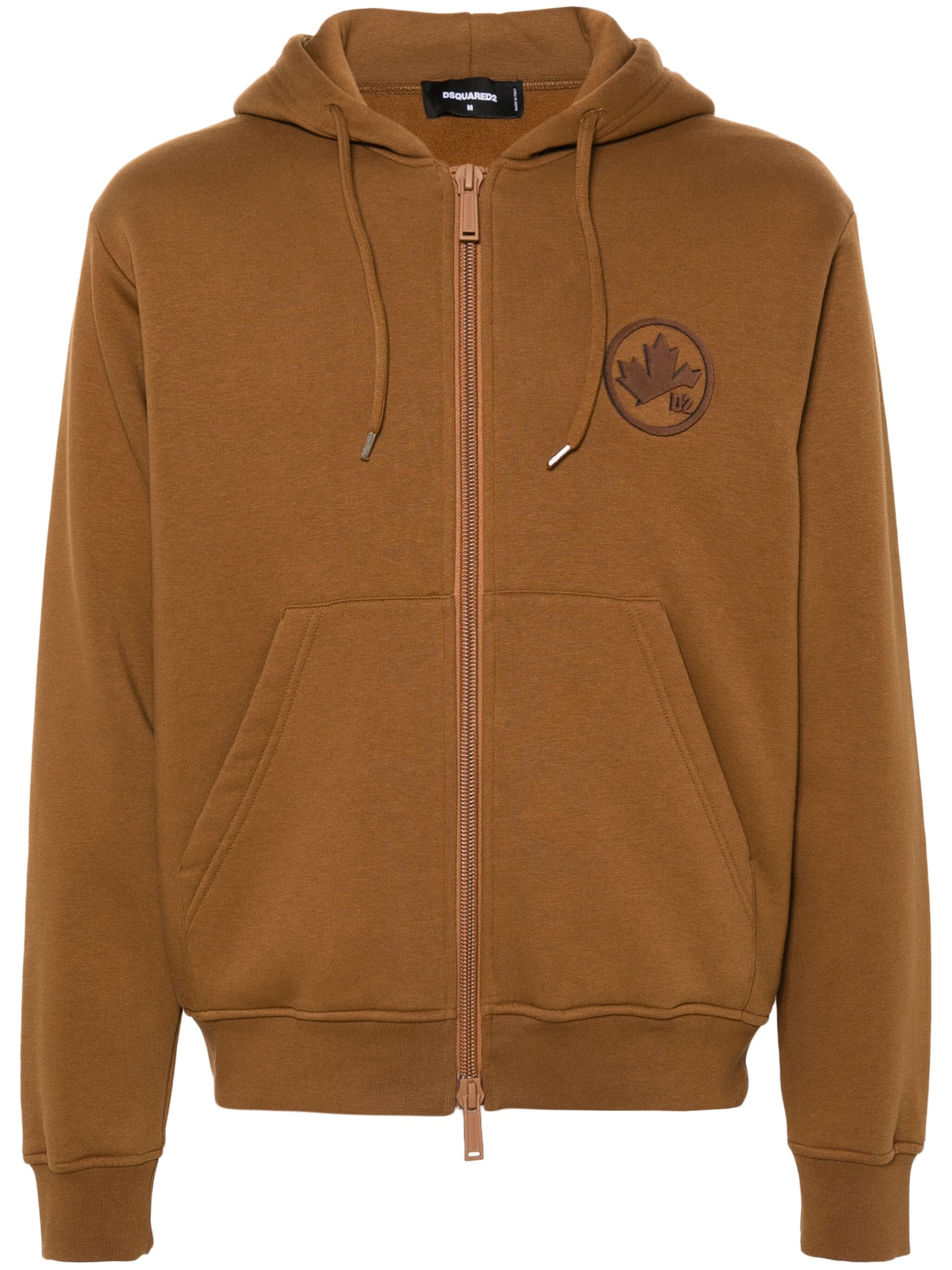 DSQUARED2 LOGO-FLOCKED ZIP-UP HOODIE