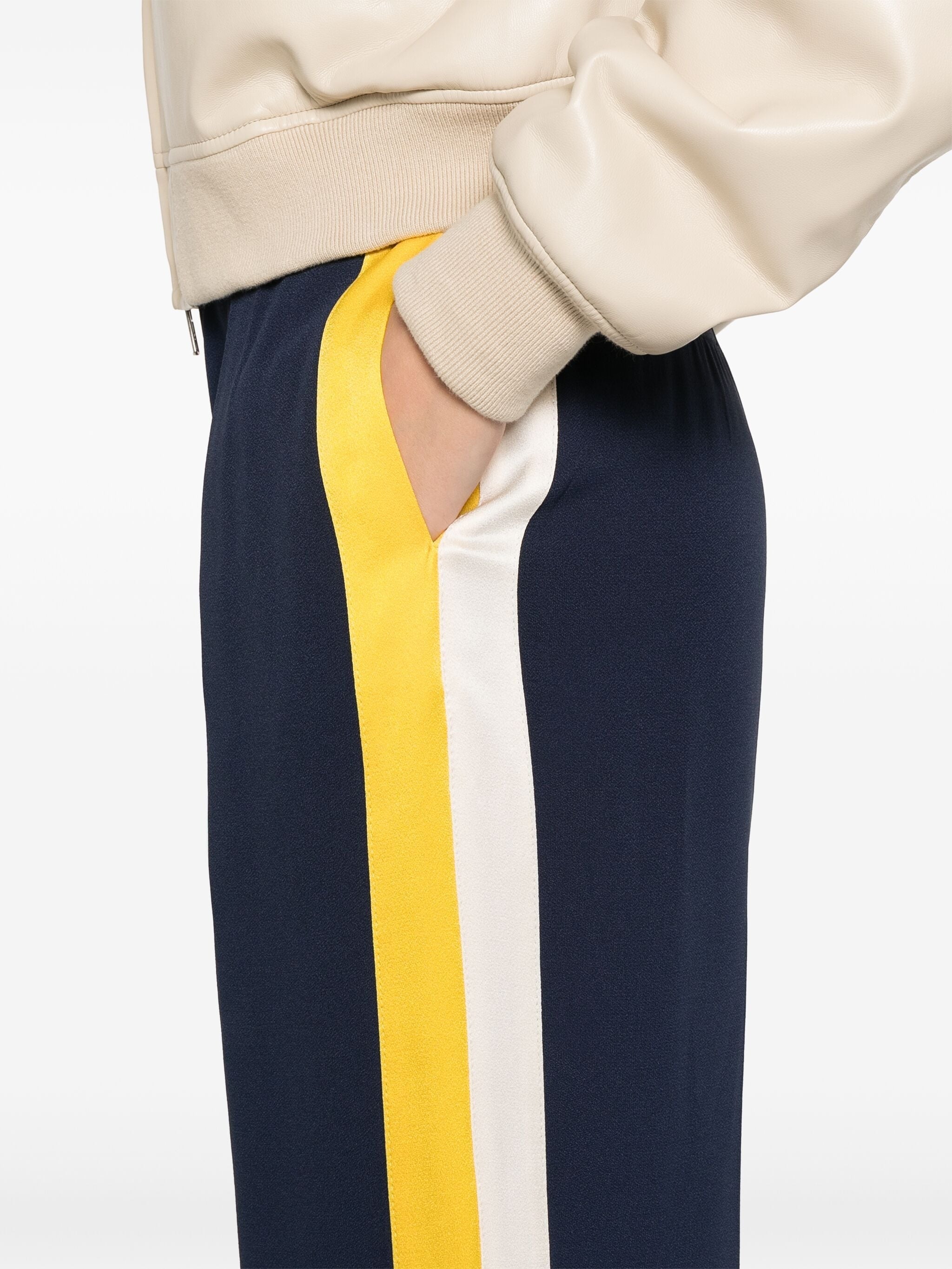 ELISABETTA FRANCHI CREPE-SATIN STRIPE-DETAILING TROUSERS