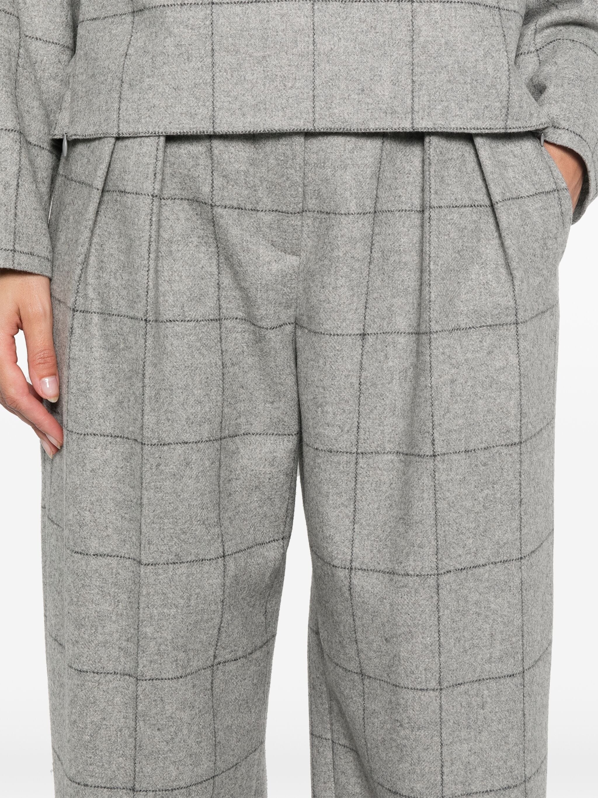 EMPORIO ARMANI CHECKED PLEATED TROUSERS