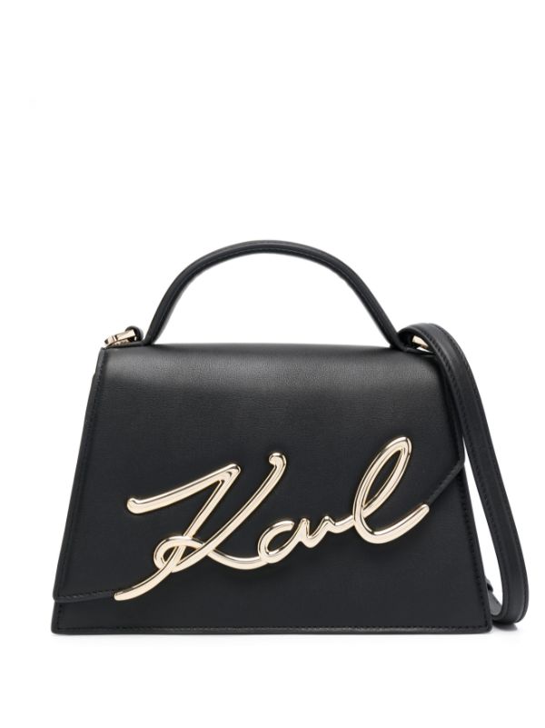 KARL LAGERFELD SIGNATURE LEATHER CROSSBODY BAG