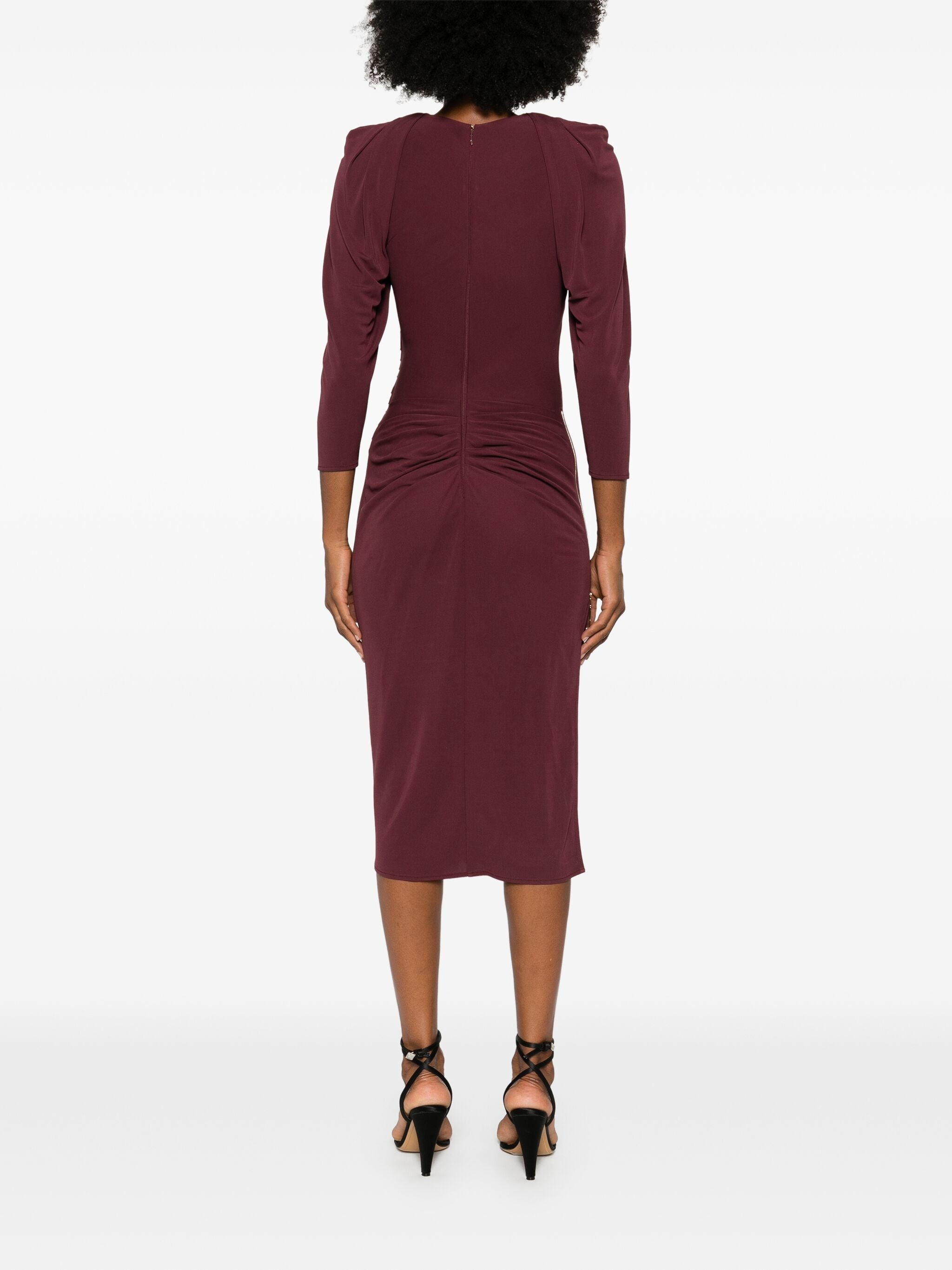 ELISABETTA FRANCHI SIDE-ZIP JERSEY MIDI DRESS