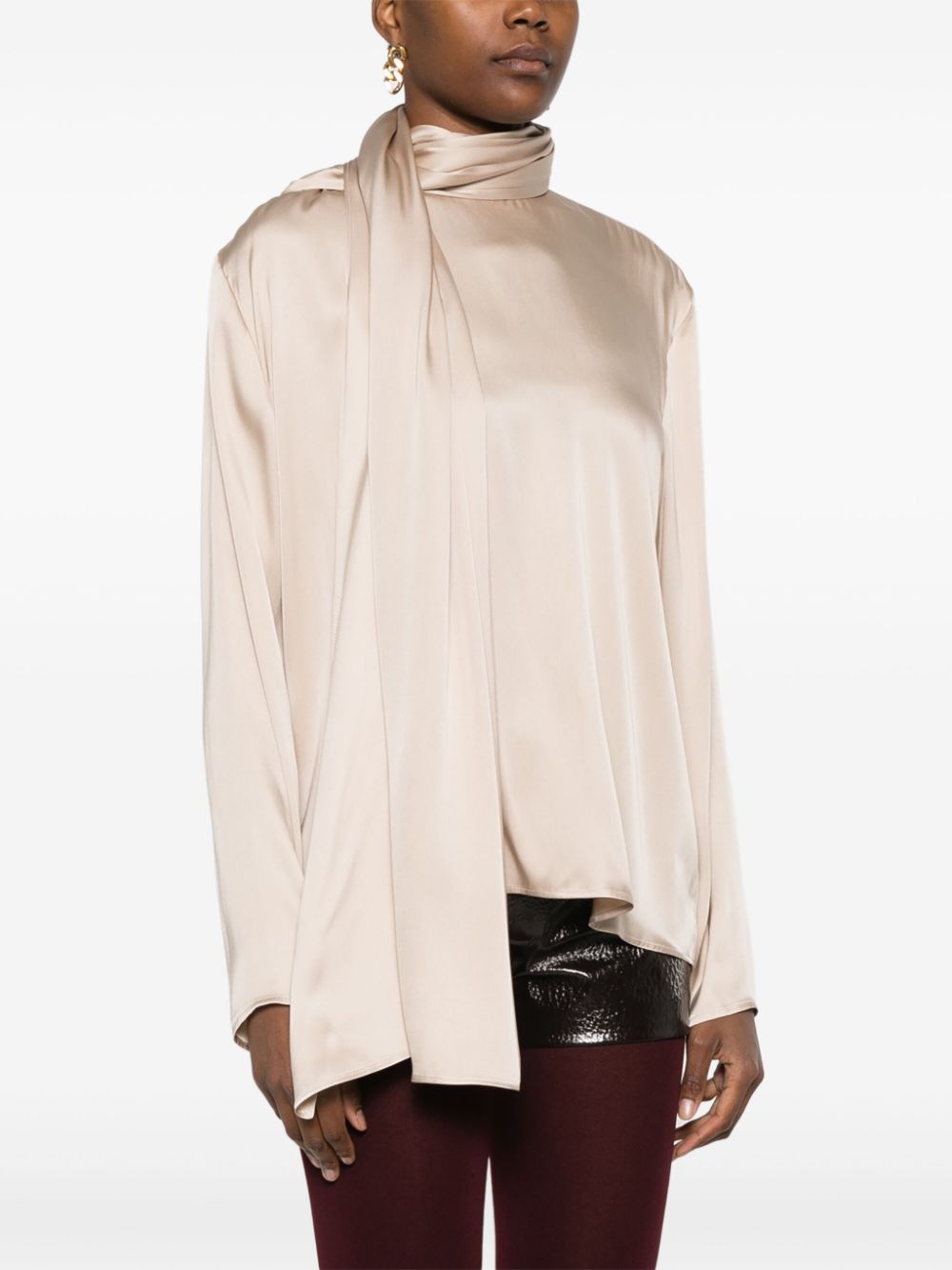 MAGDA BUTRYM CAPE-EFFECT SILK BLOUSE