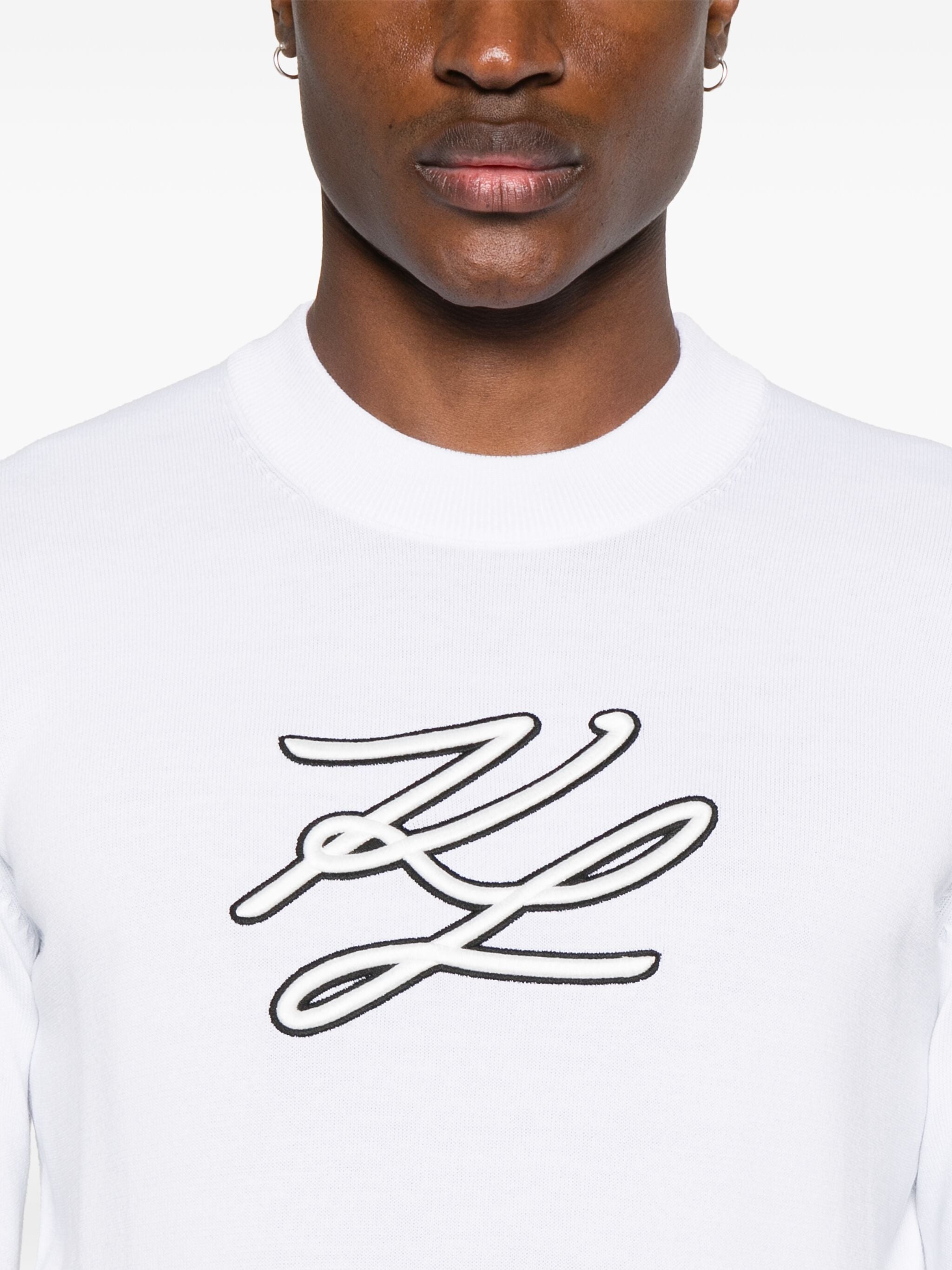 KARL LAGERFELD LOGO-EMBROIDERED LONG SLEEVES T-SHIRT