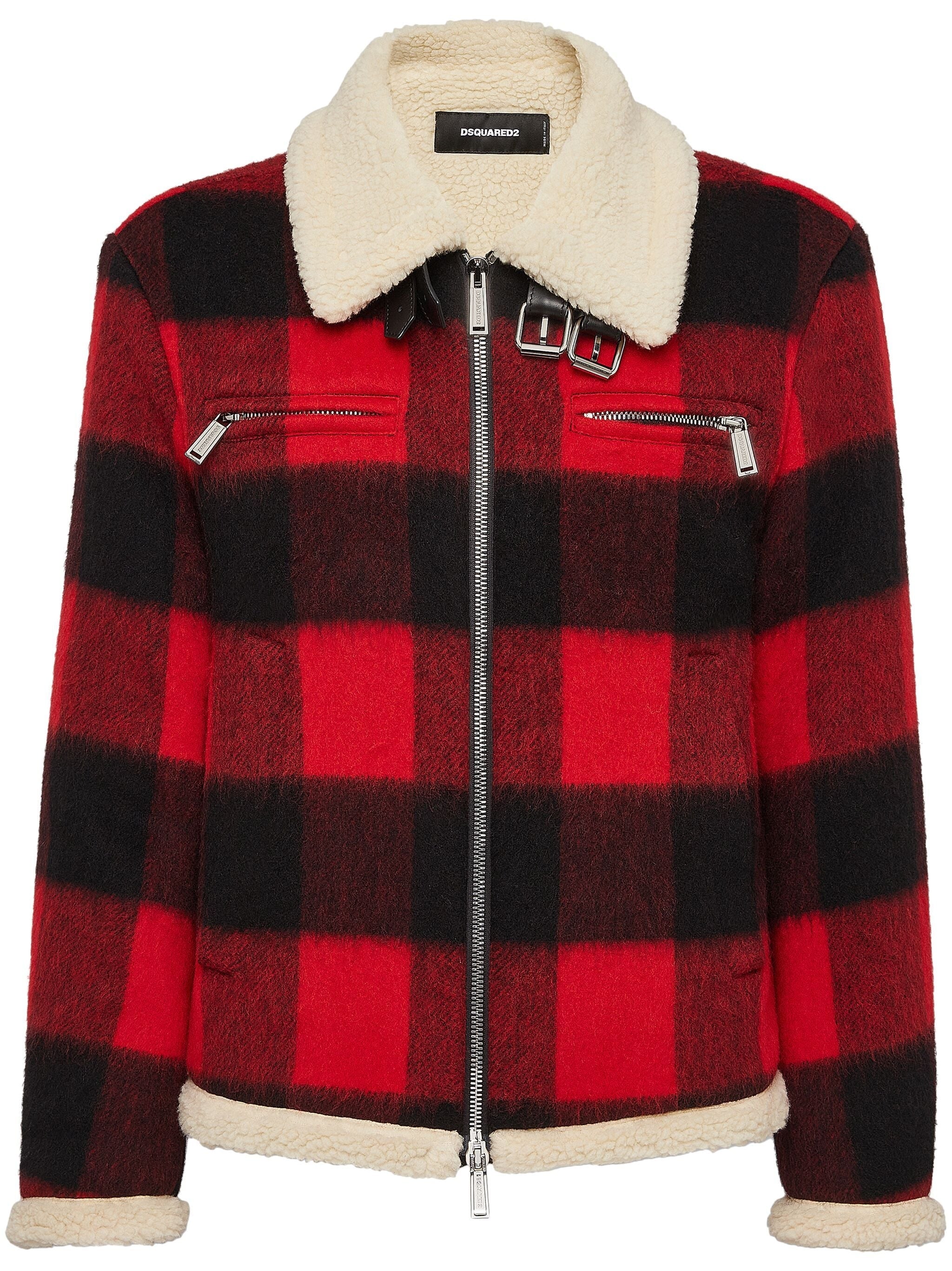 DSQUARED CHECK-PRINT WOOL JACKET