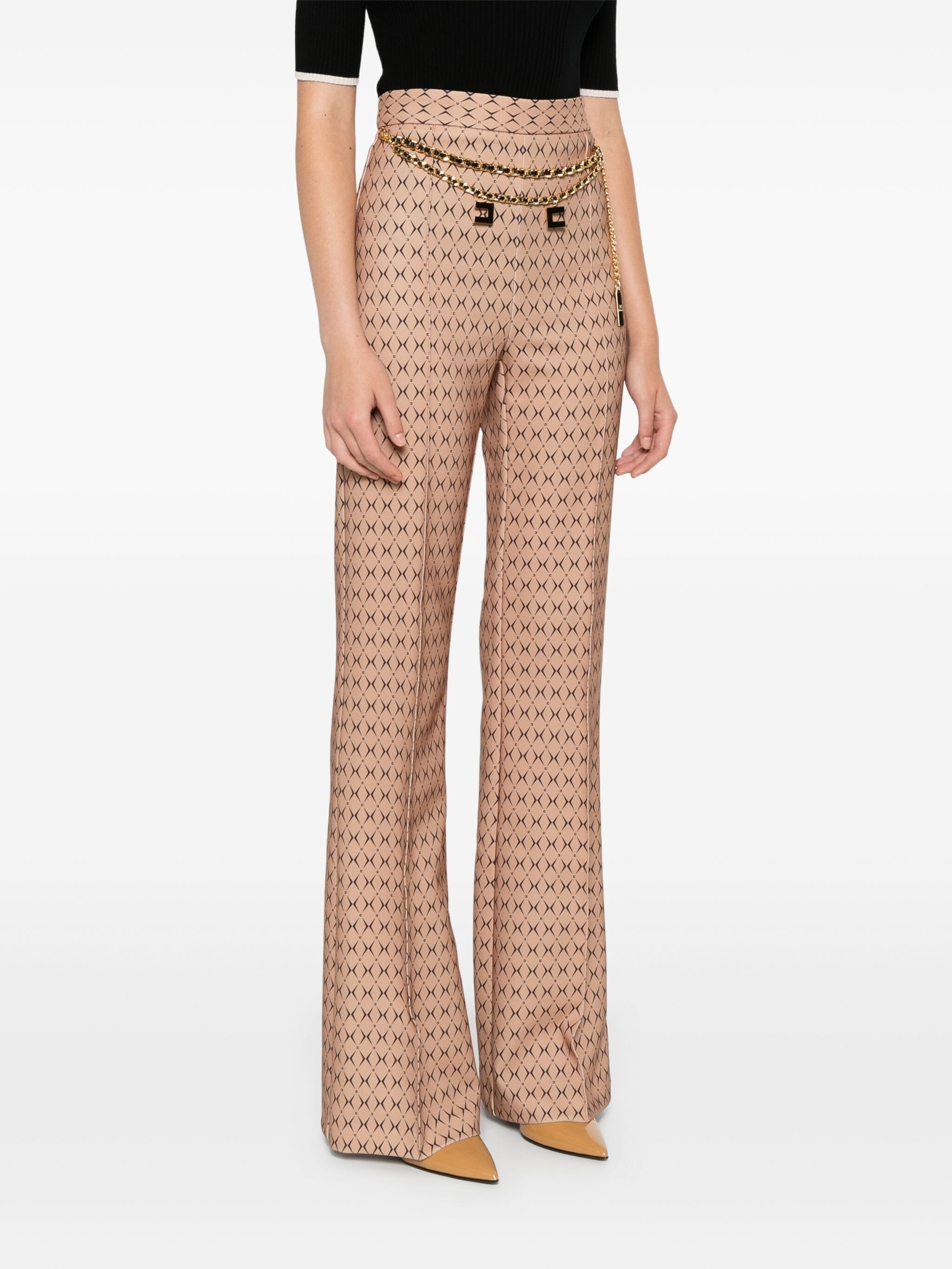 ELISABETTA FRANCHI DIAMOND-PRINT CREPE TROUSERS