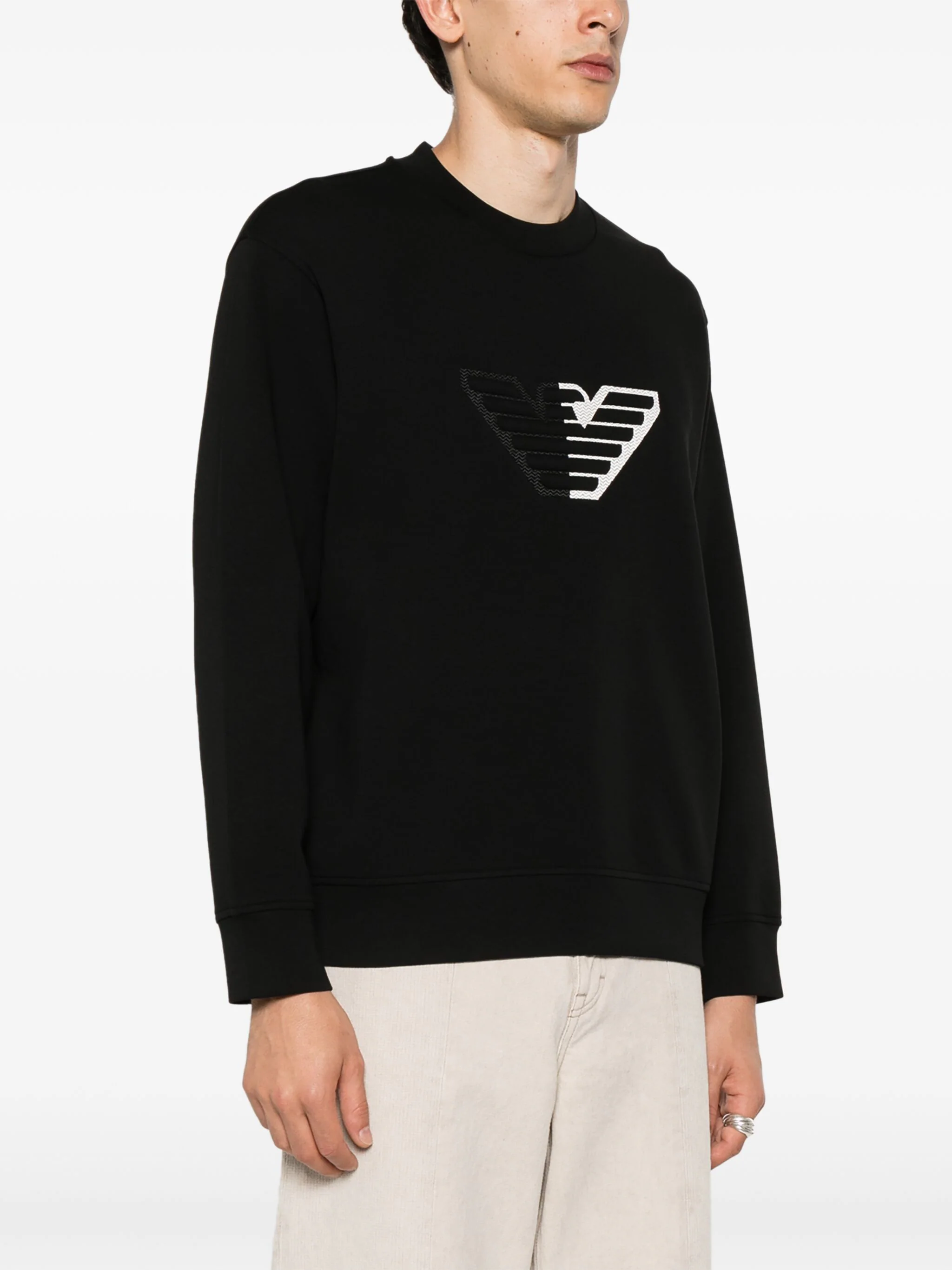 EMPORIO ARMANI LOGO-APPLIQUÉ CREW-NECK SWEATSHIRT