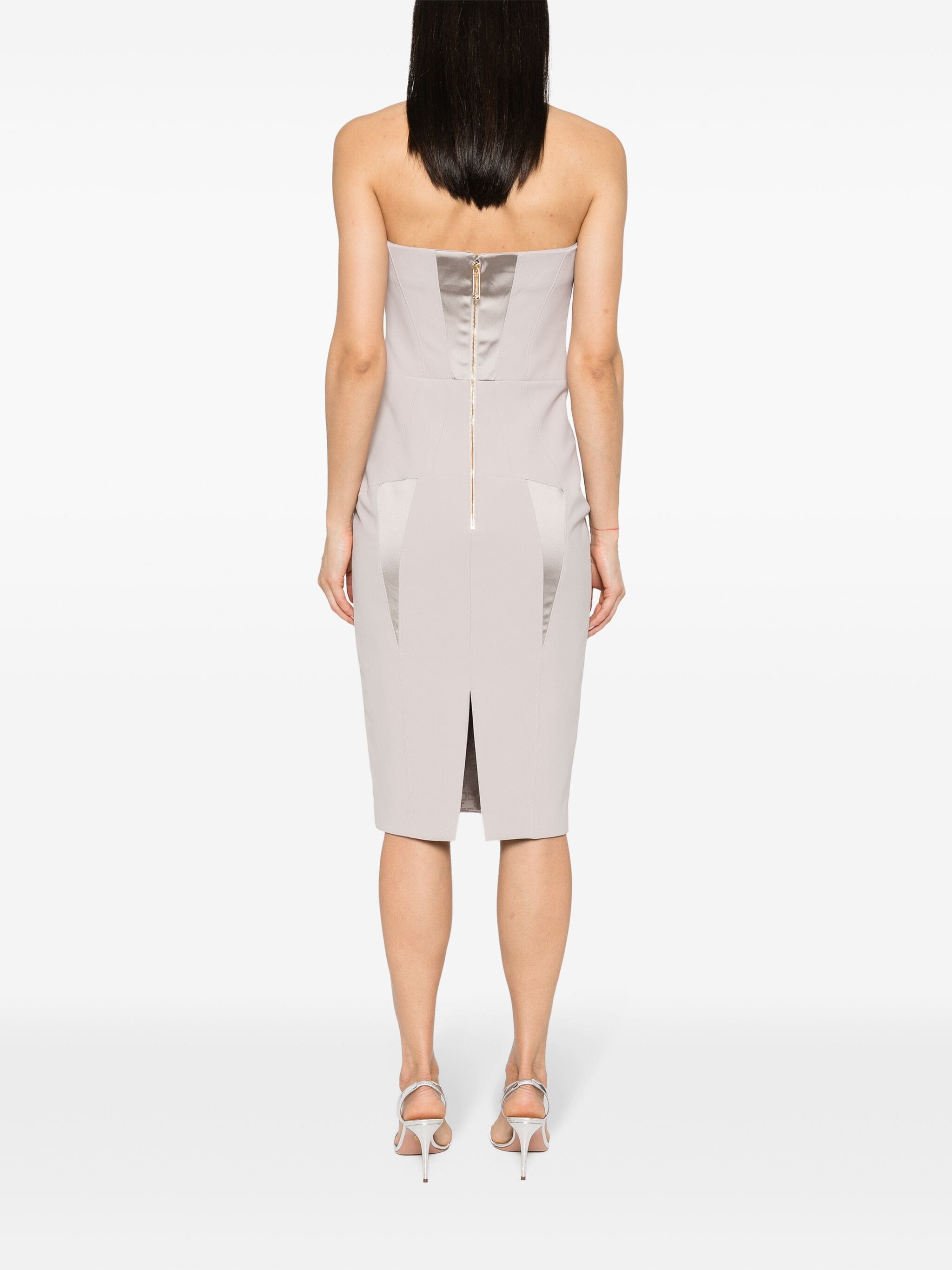 ELISABETTA FRANCHI STRAPLESS PANELLED MIDI DRESS