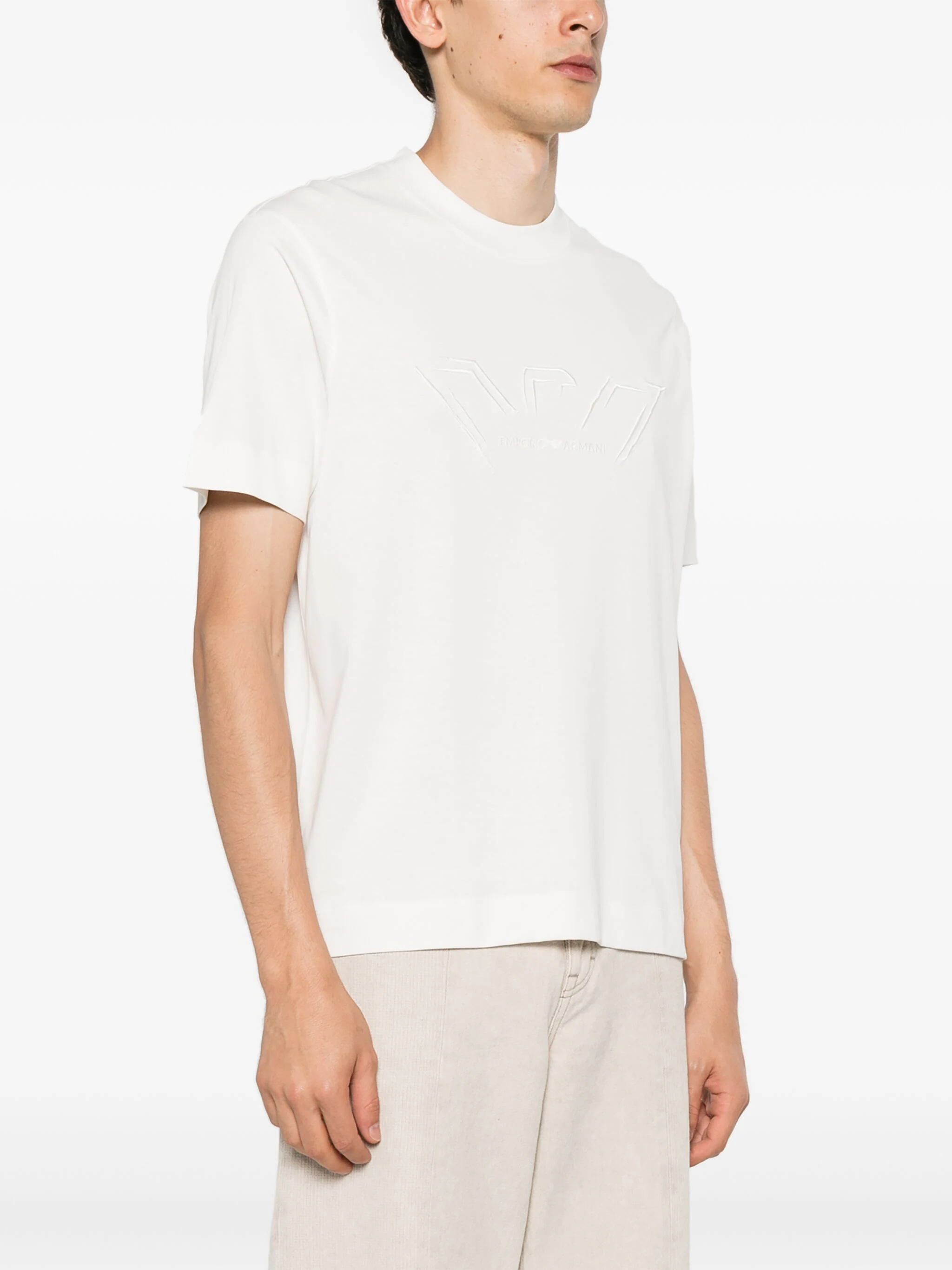 EMPORIO ARMANI LOGO-EMBROIDERED COTTON T-SHIRT