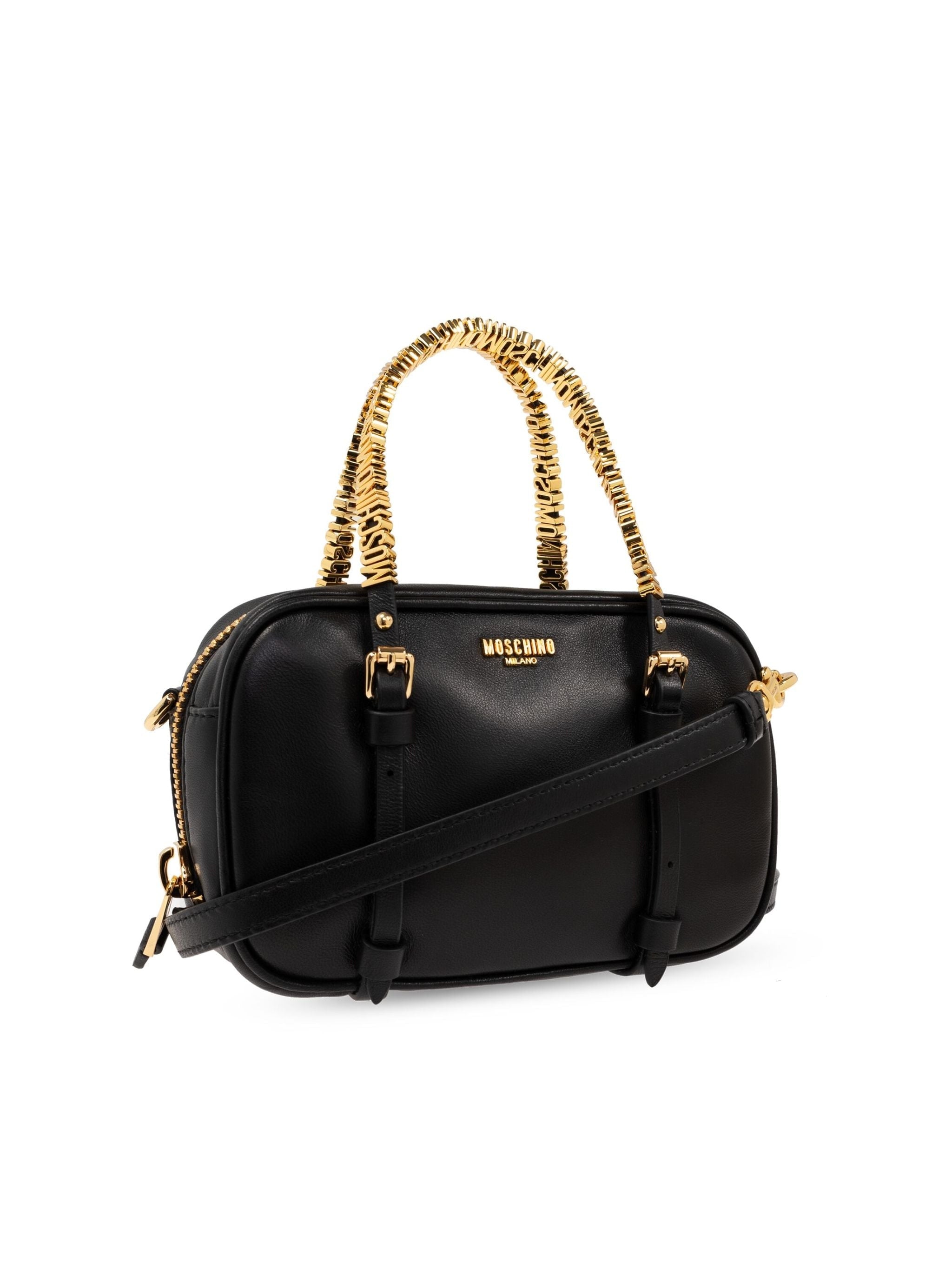 MOSCHINO LOGO-PLAQUE LEATHER MINI BAG