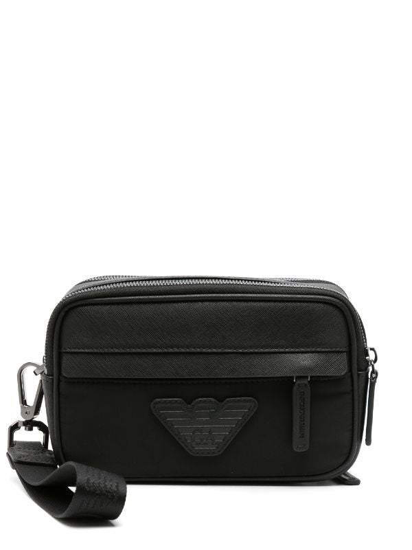 EMPORIO ARMANI LOGO-PATCH TEXTURED WASH BAG