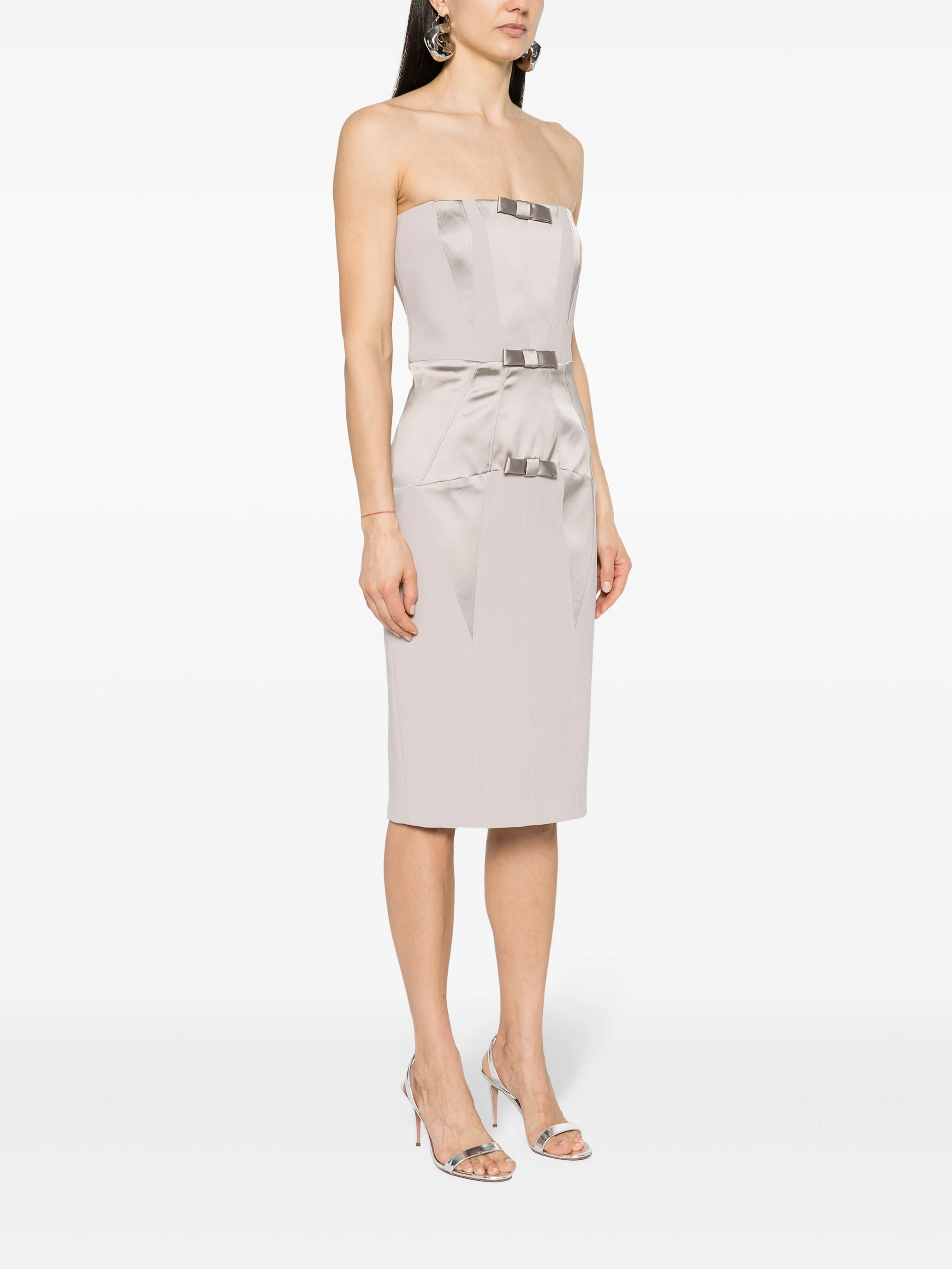 ELISABETTA FRANCHI STRAPLESS PANELLED MIDI DRESS