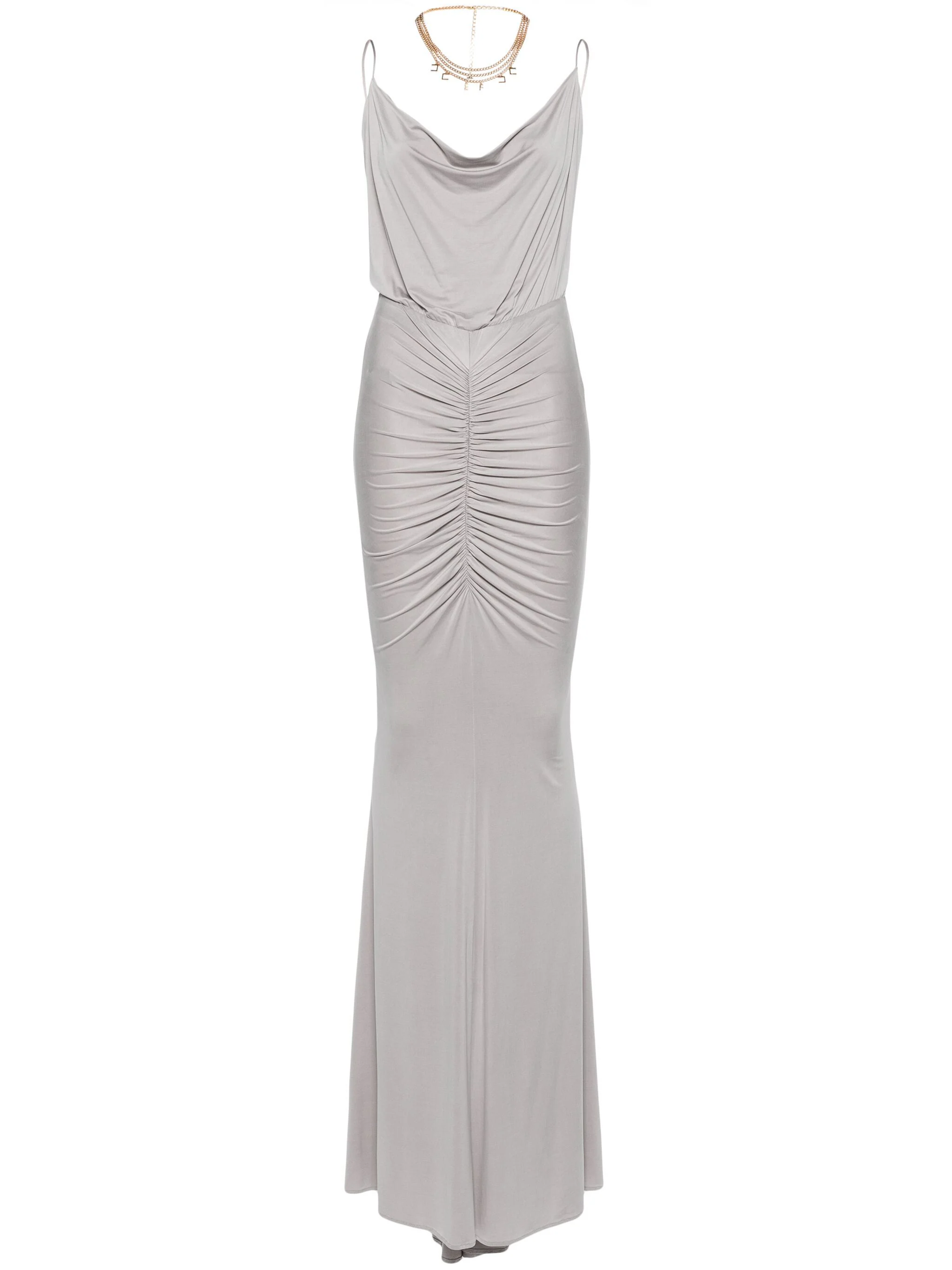 ELISABETTA FRANCHI GATHERED SLEEVELESS GOWN