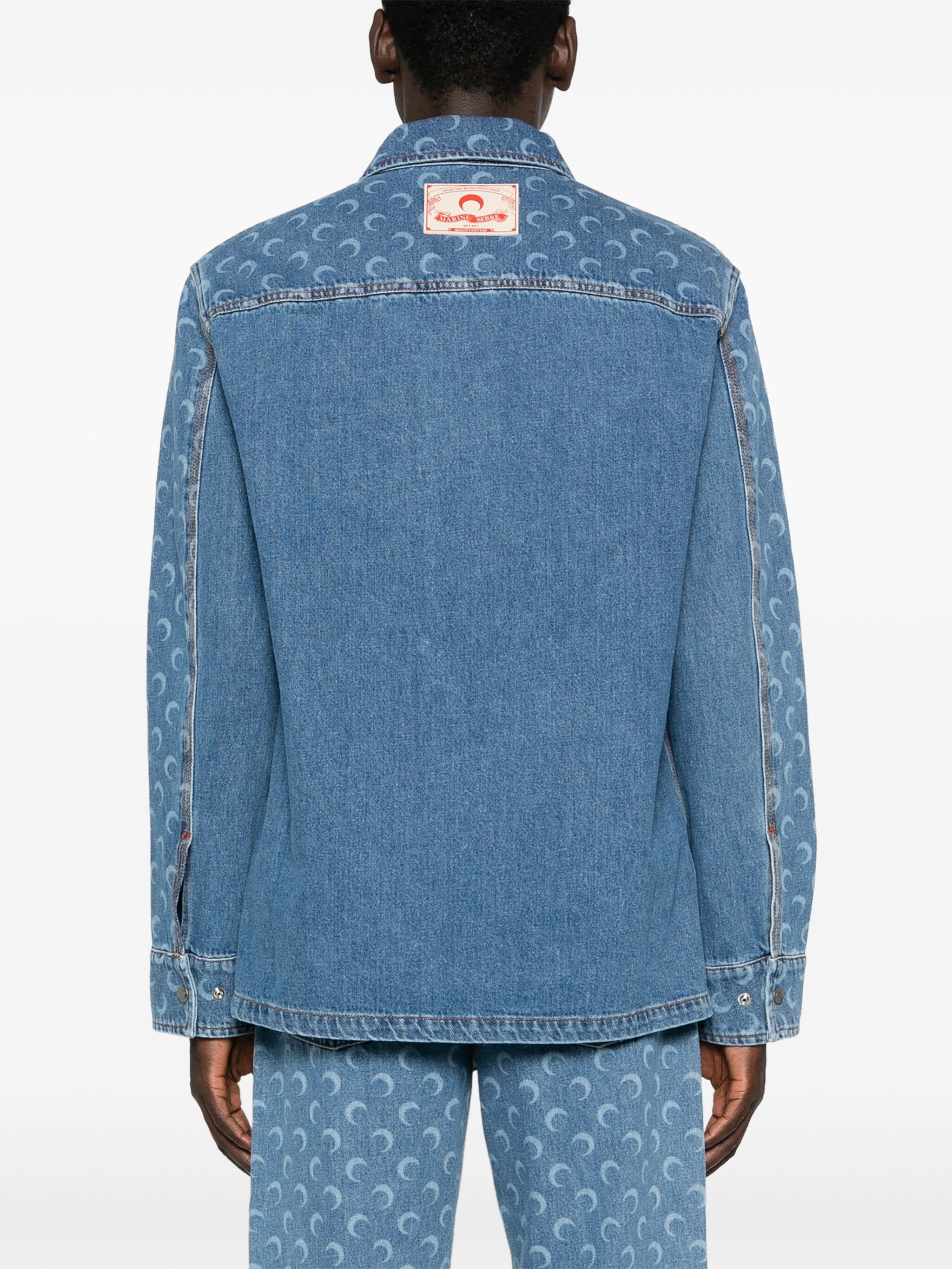 MARINE SERRE LASER-CUT DENIM SHIRT