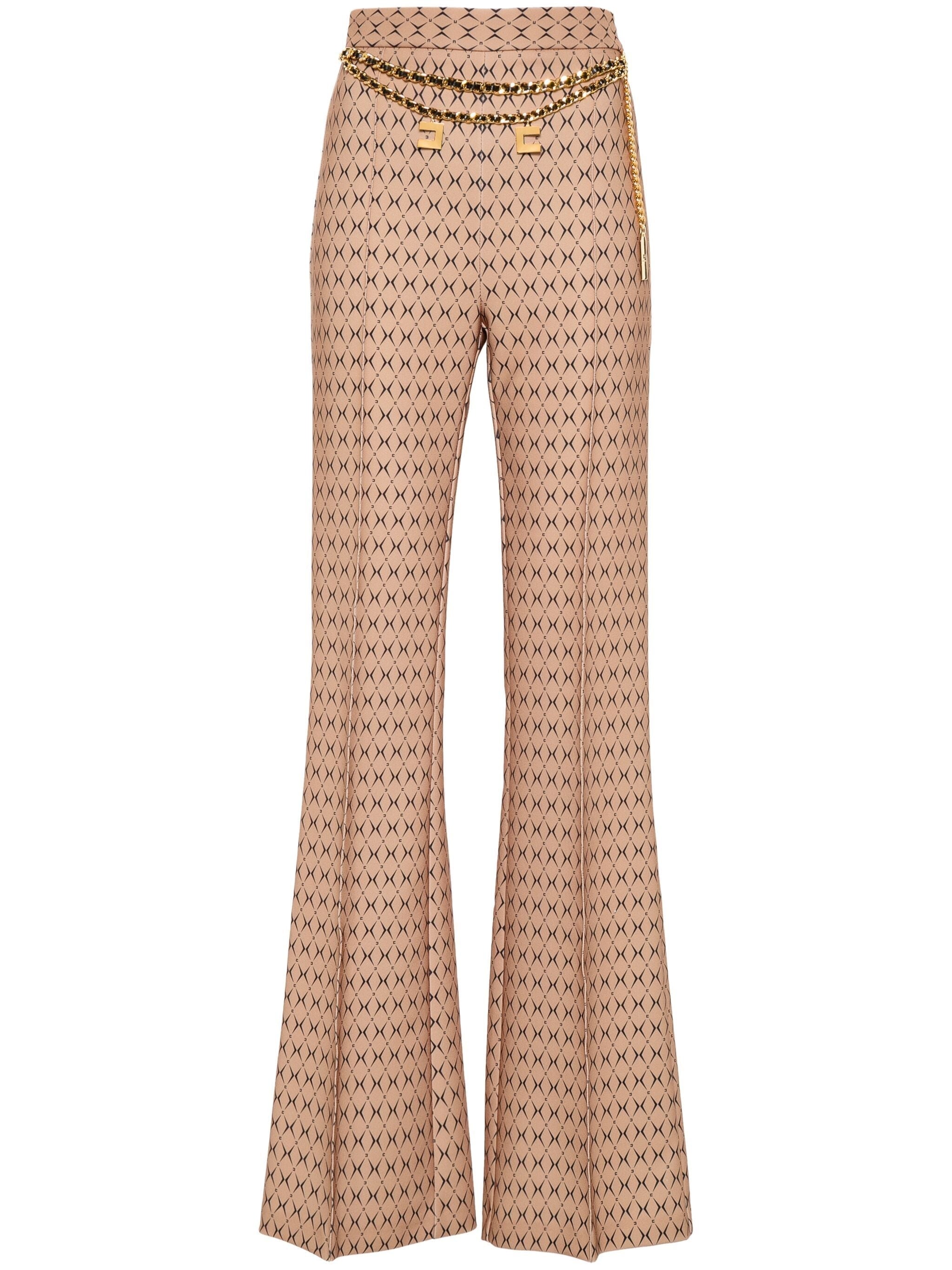 ELISABETTA FRANCHI DIAMOND-PRINT CREPE TROUSERS